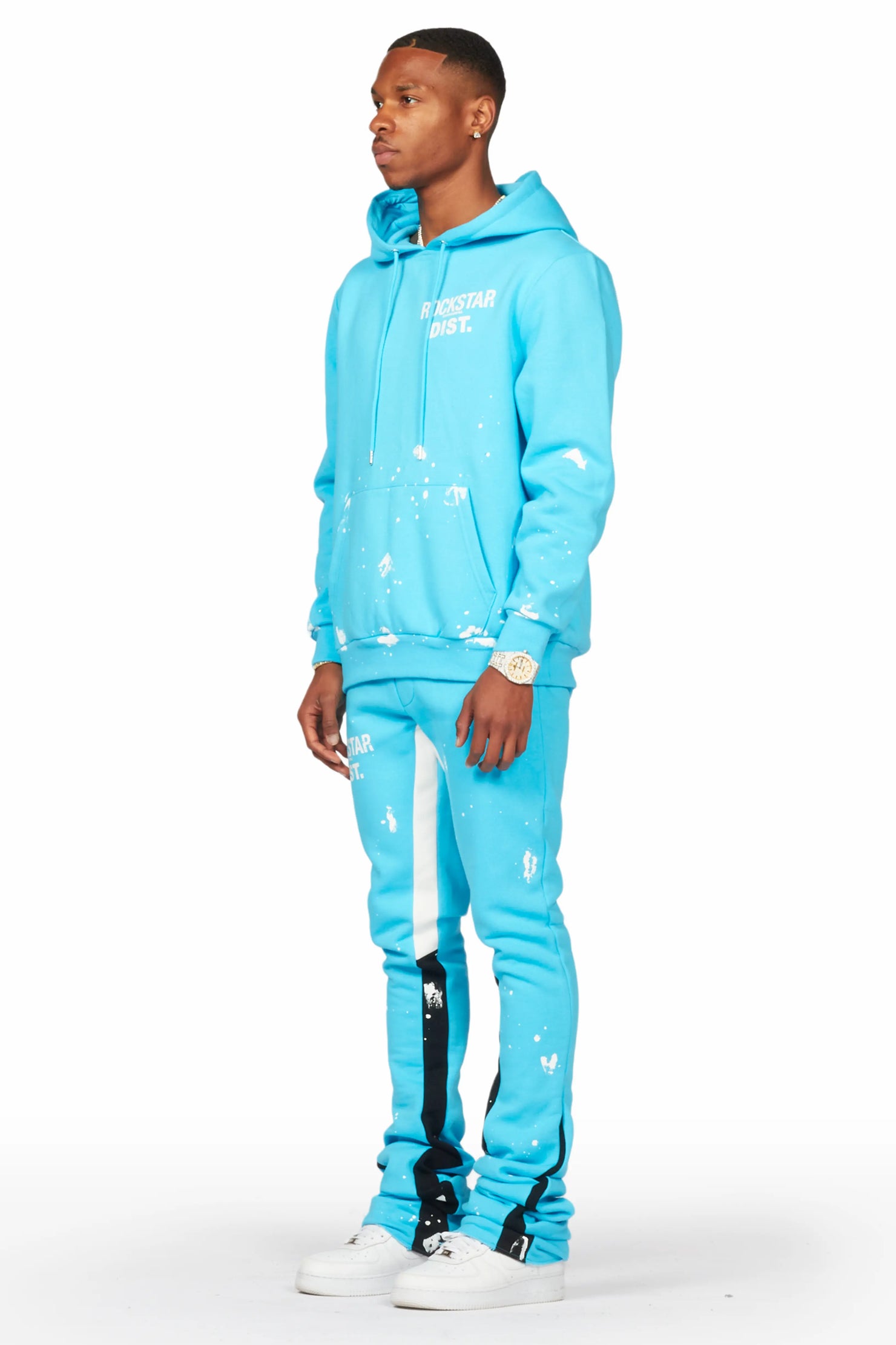 Raffer Blue Hoodie/Super Stacked Flare Pant Set