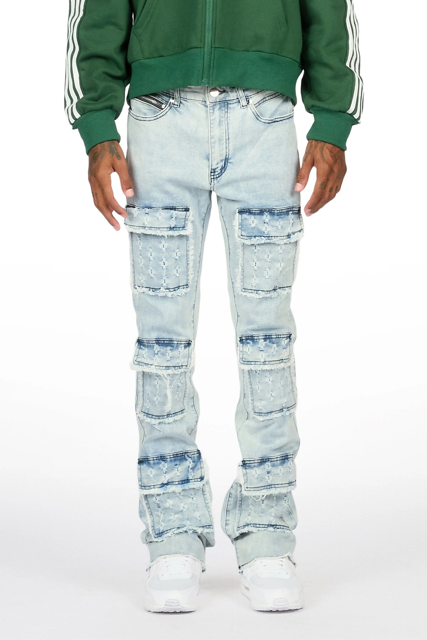 Dezso Light Blue Stacked Flare Jean