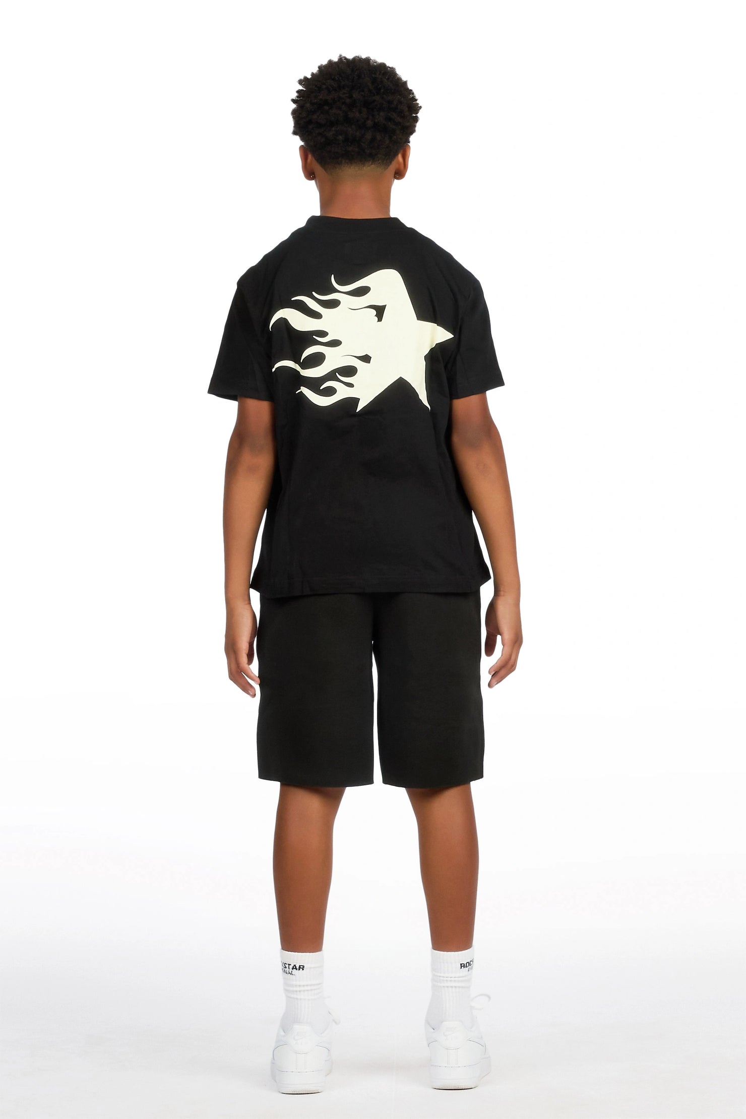 Boys Plutix Black/Cream Graphic T-Shirt/Short Set