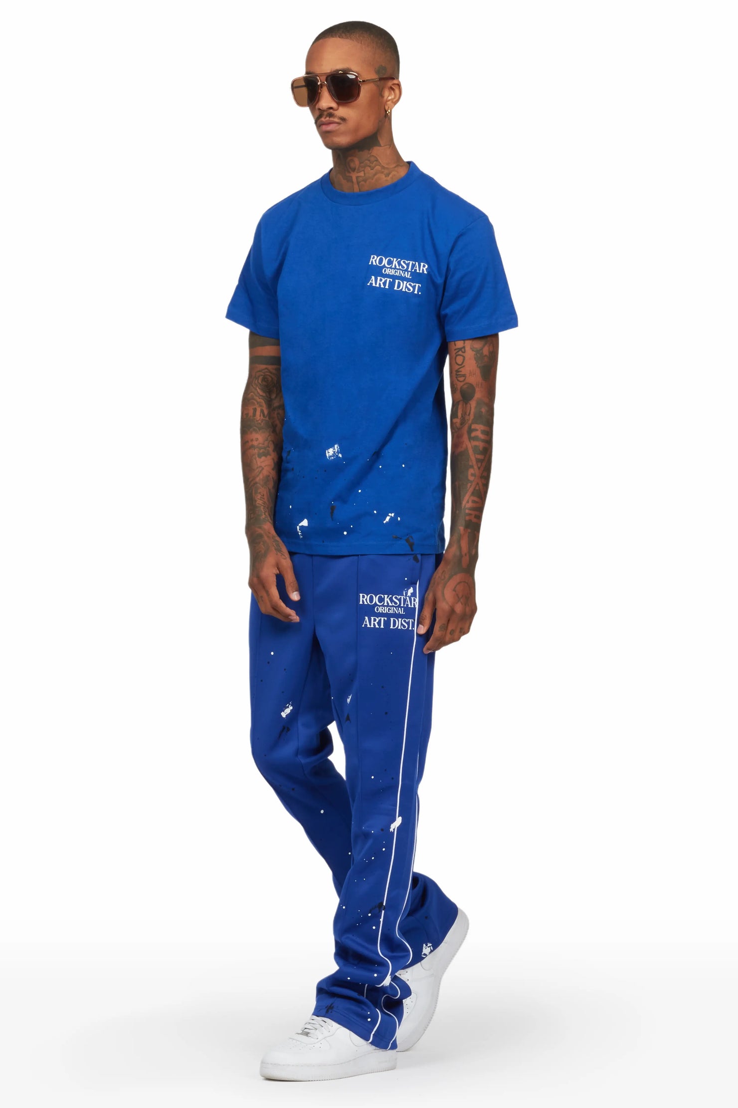 Jaco Royal Blue T-Shirt Flare Track Pant Set
