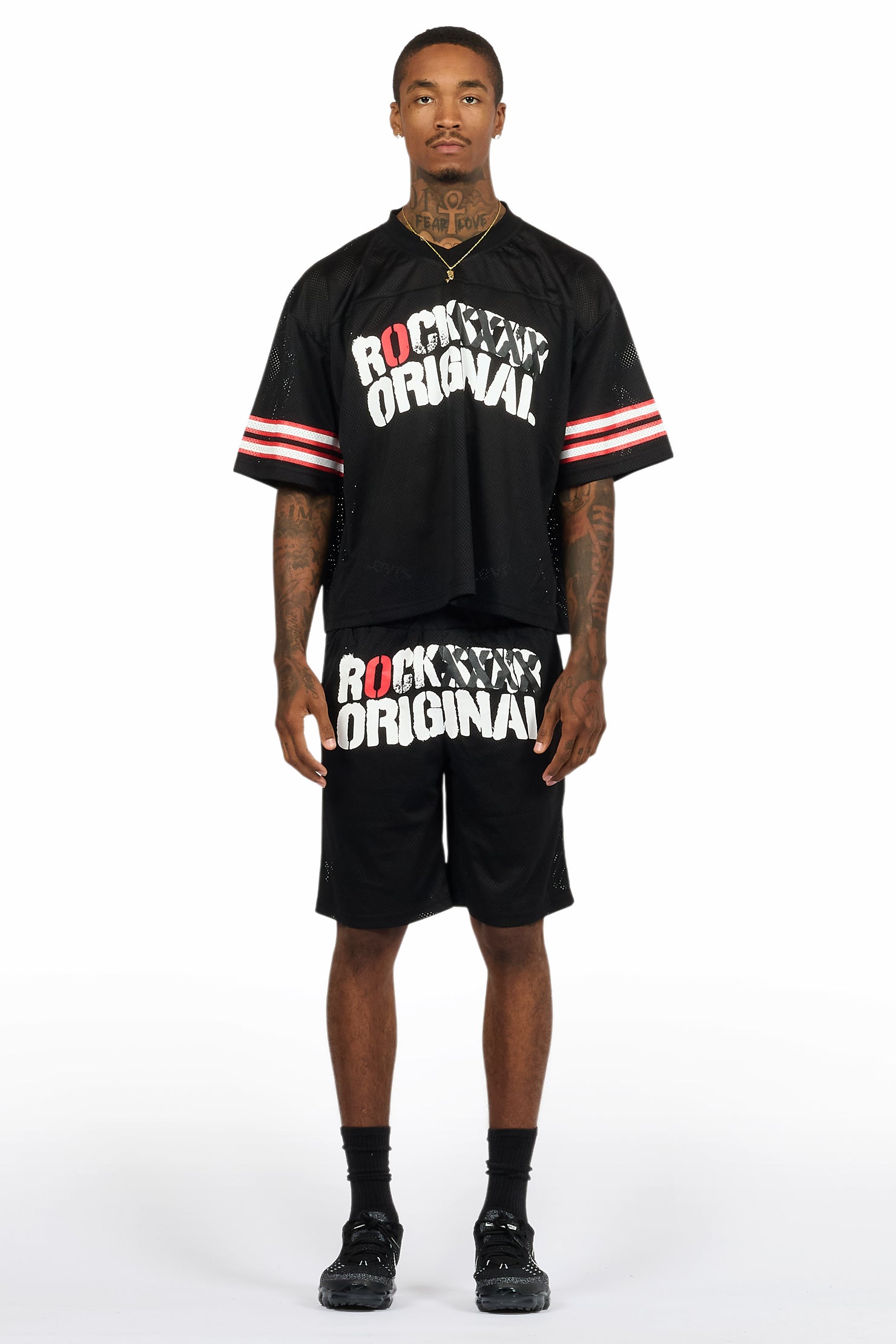 Crown Black Mesh Jersey Short Set