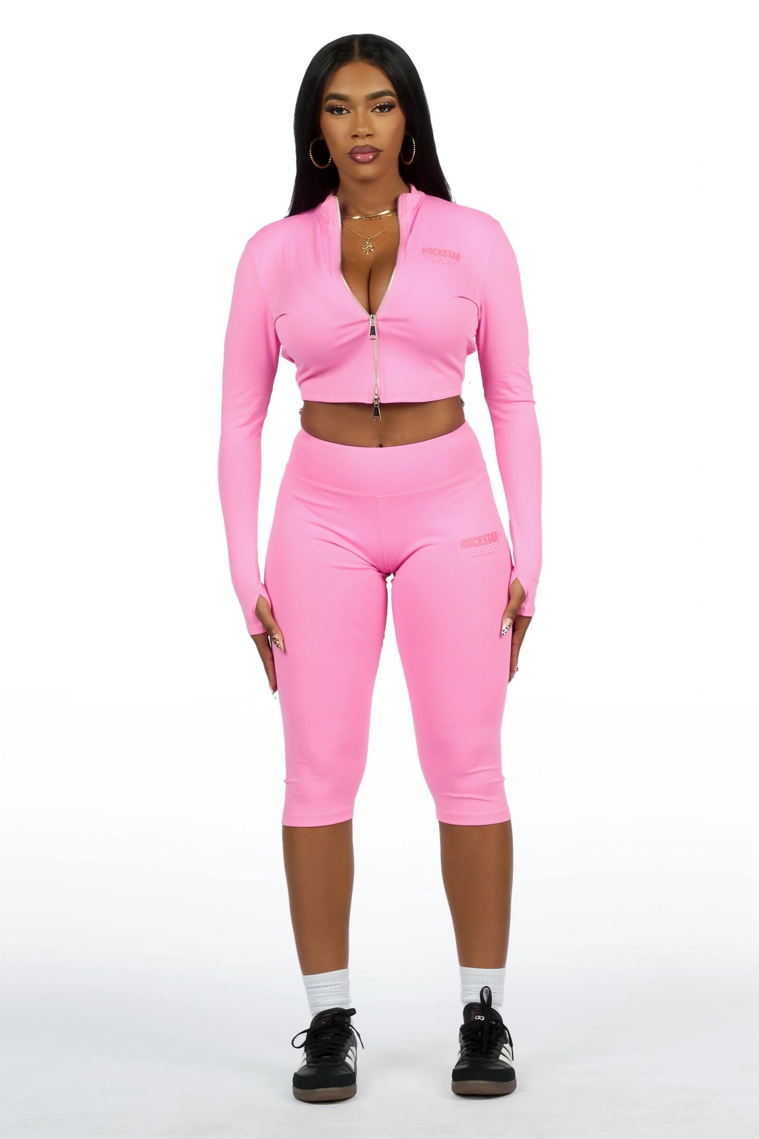 Annalisha Pink Capri Active Set