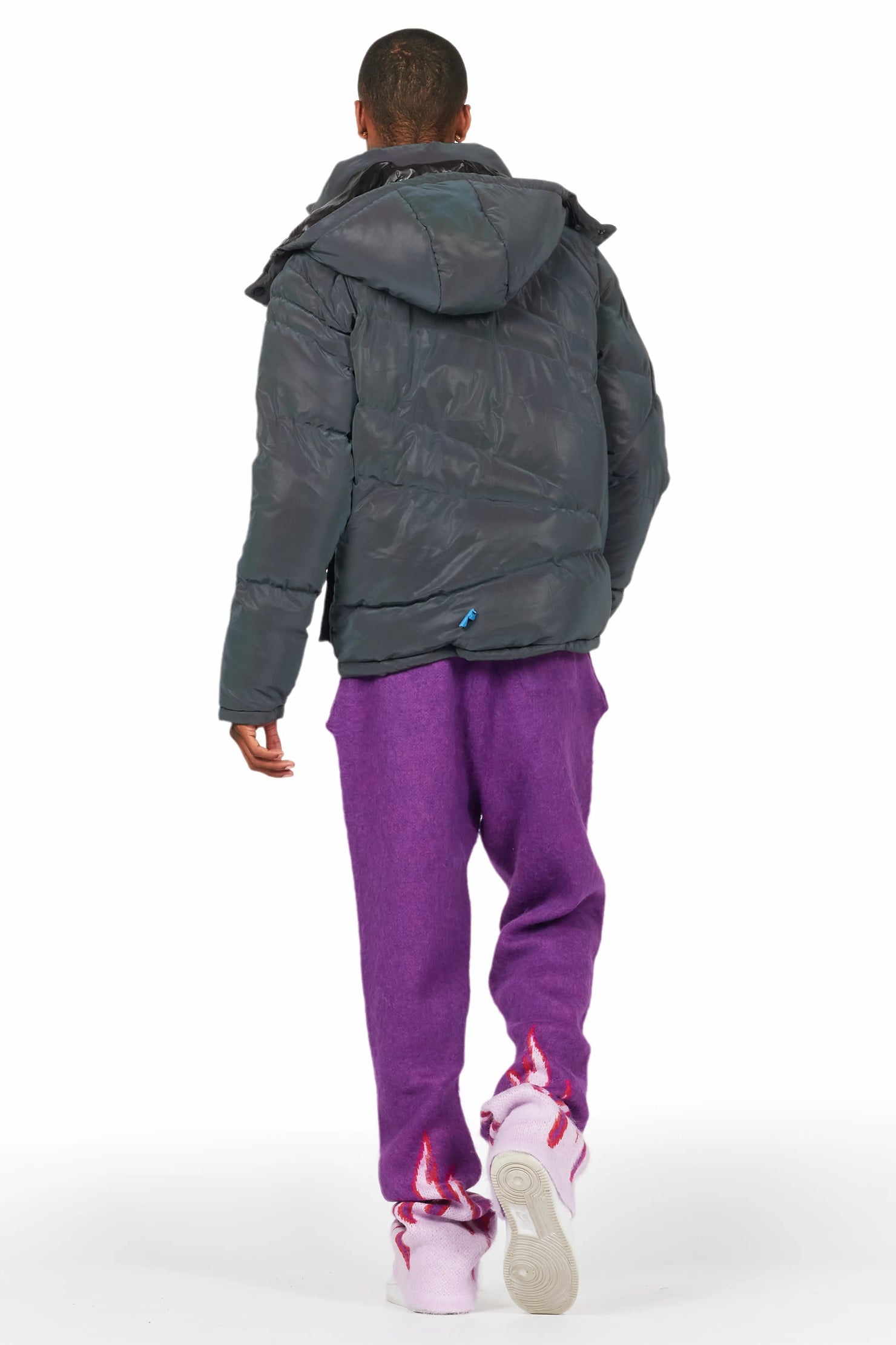 Holger Purple/Pink Graphic Stacked Flare Mohair Track Pant