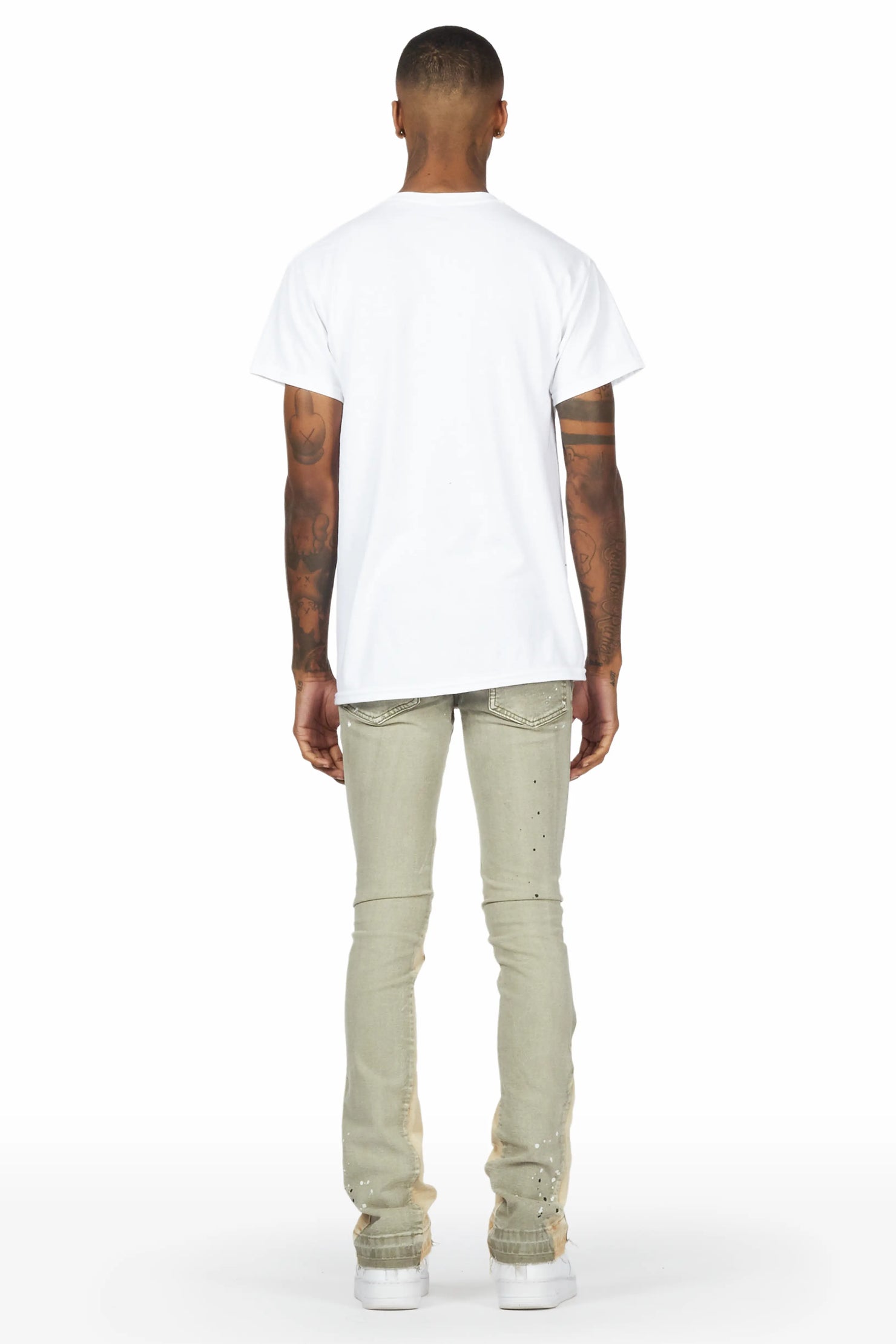 Quetzel Vintage Olive Stacked Flare Jean