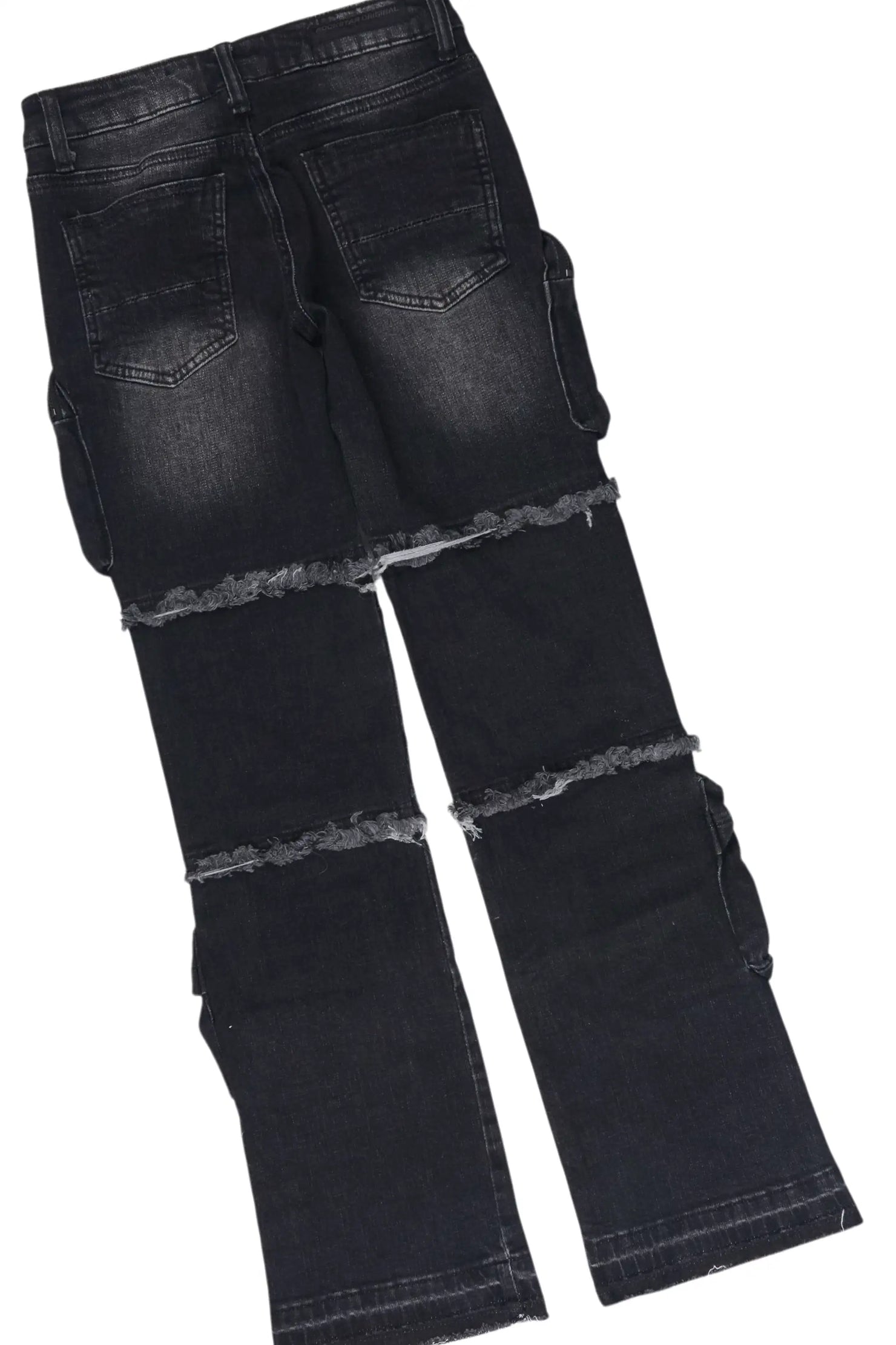 Girls Delaney White/Dark Grey T-Shirt Stacked Jean Set