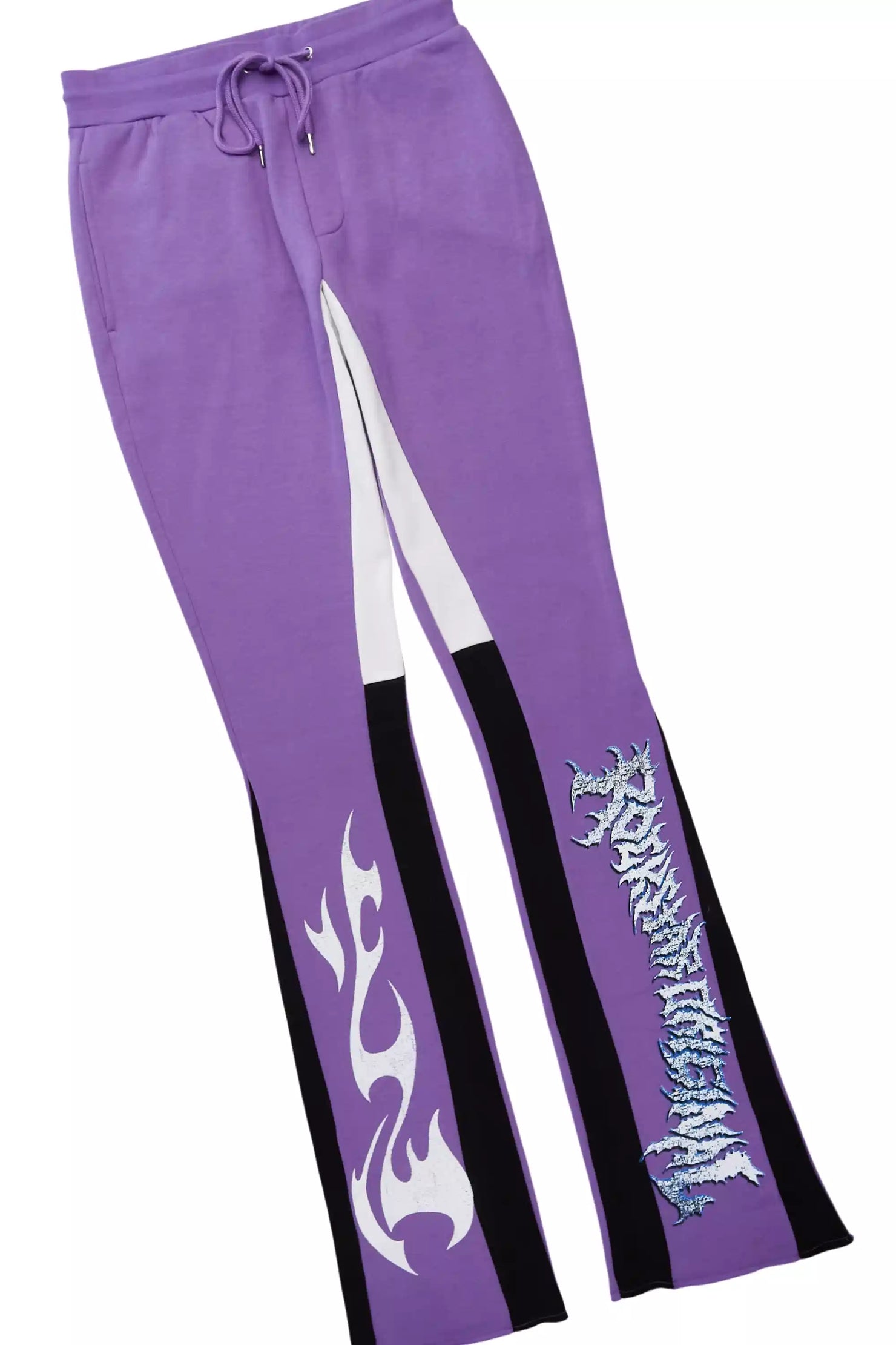 Deathrow Purple/White Hoodie/Stacked Track Pant Set