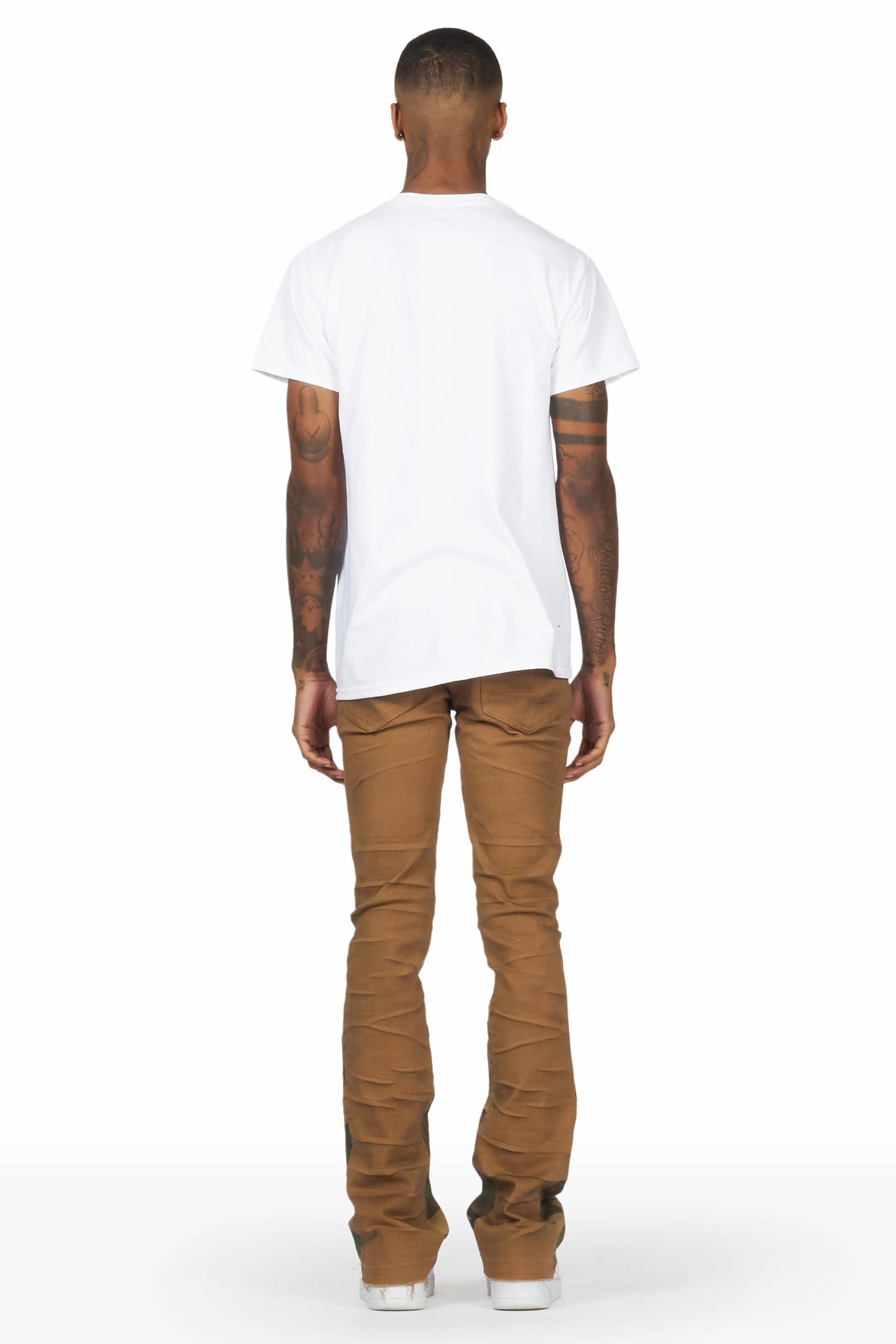 Strass Brown Stacked Flare Jean