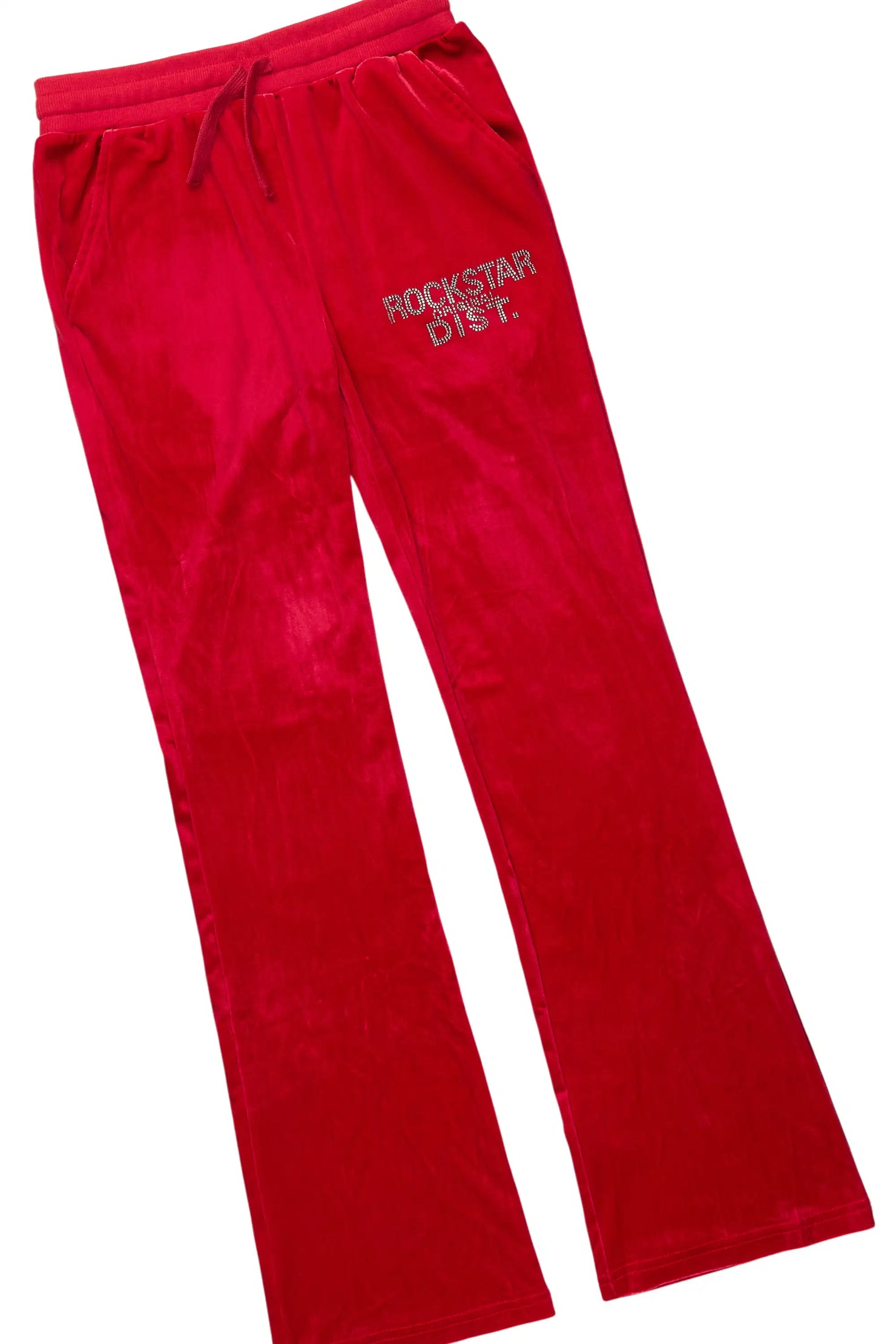Girls Shakura Red Stacked Velour Track Set