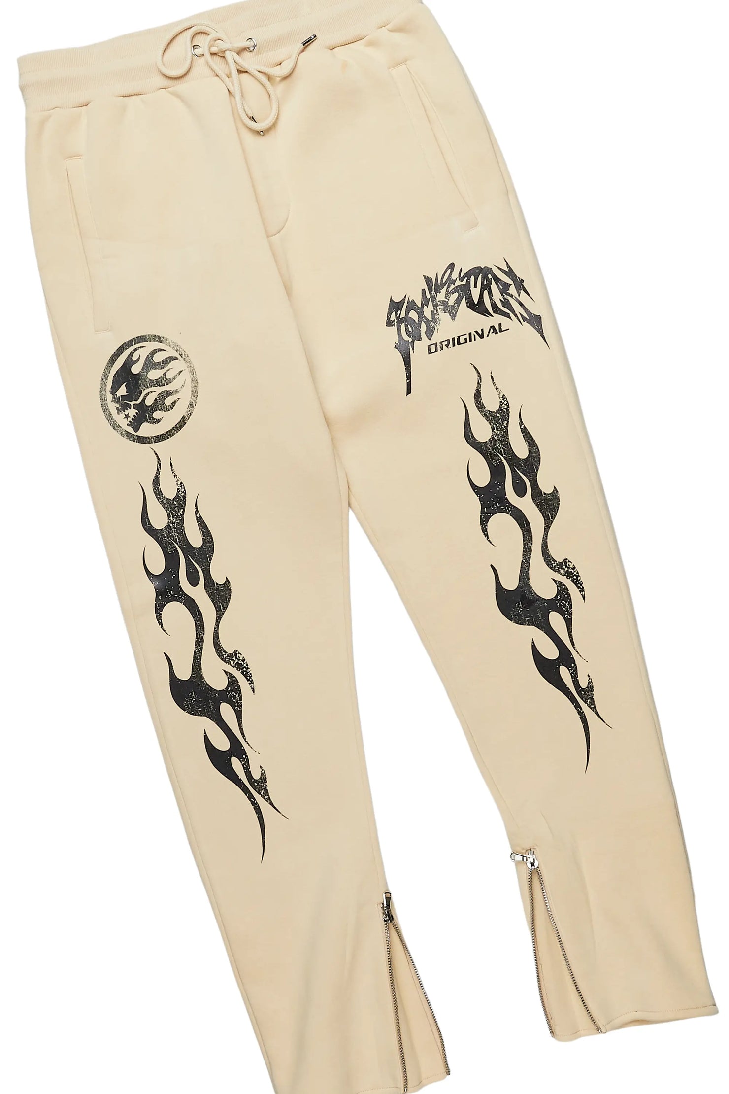 Ezekiel White/Beige T-Shirt Slim Fit Track Set