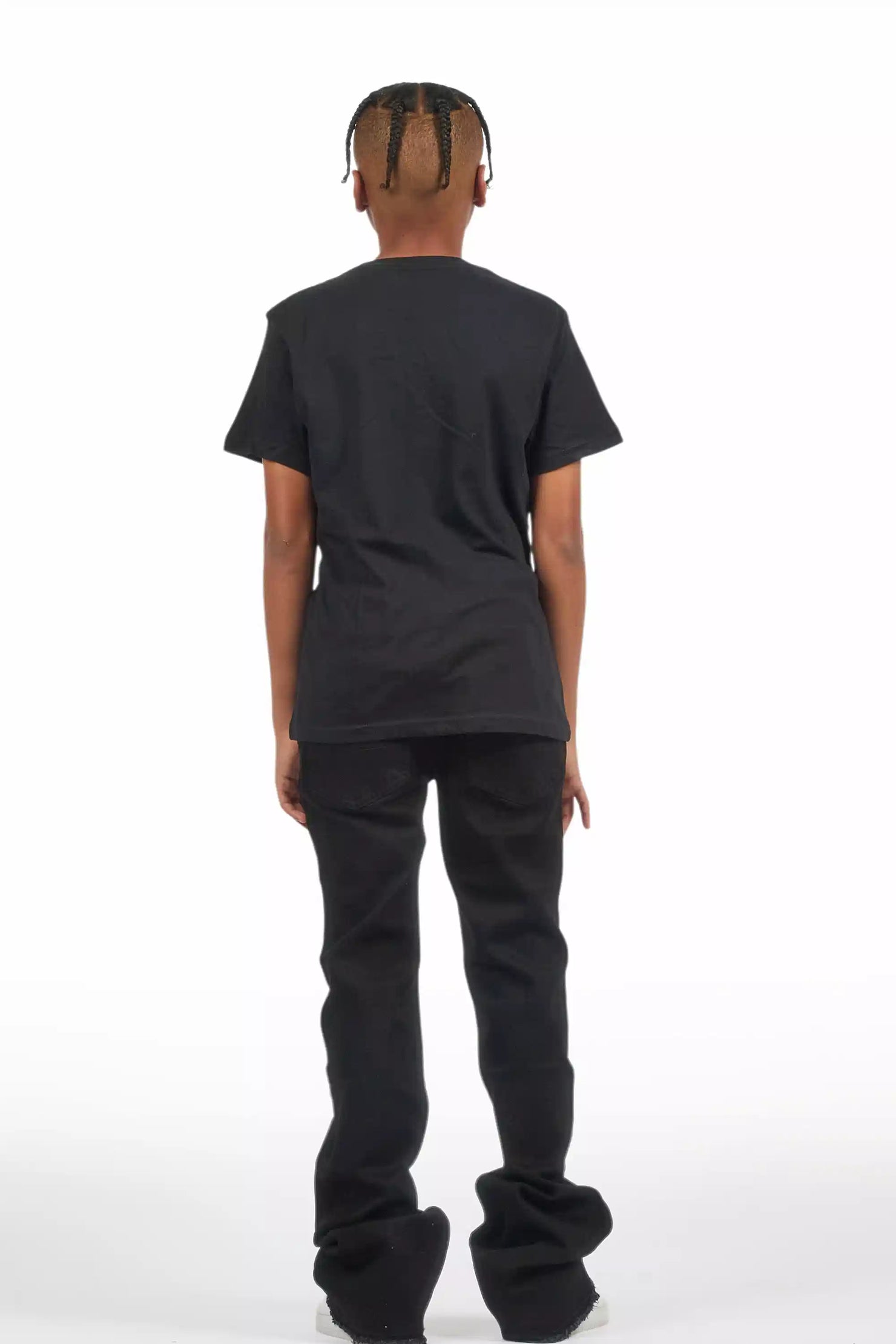 Boys Dag Jet Black Stacked Flare Jean