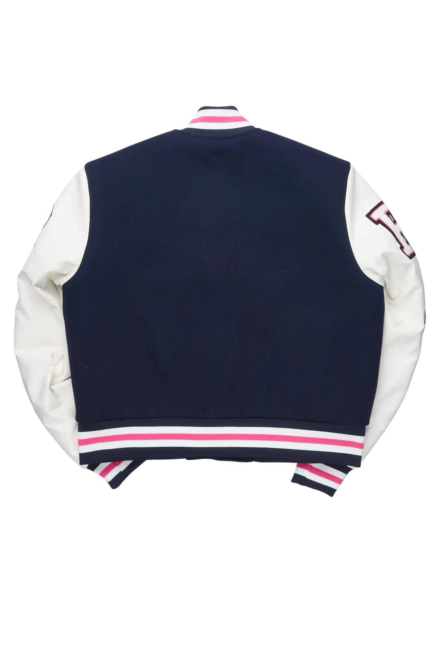 Adrienne Navy/Pink Oversized Varsity Jacket