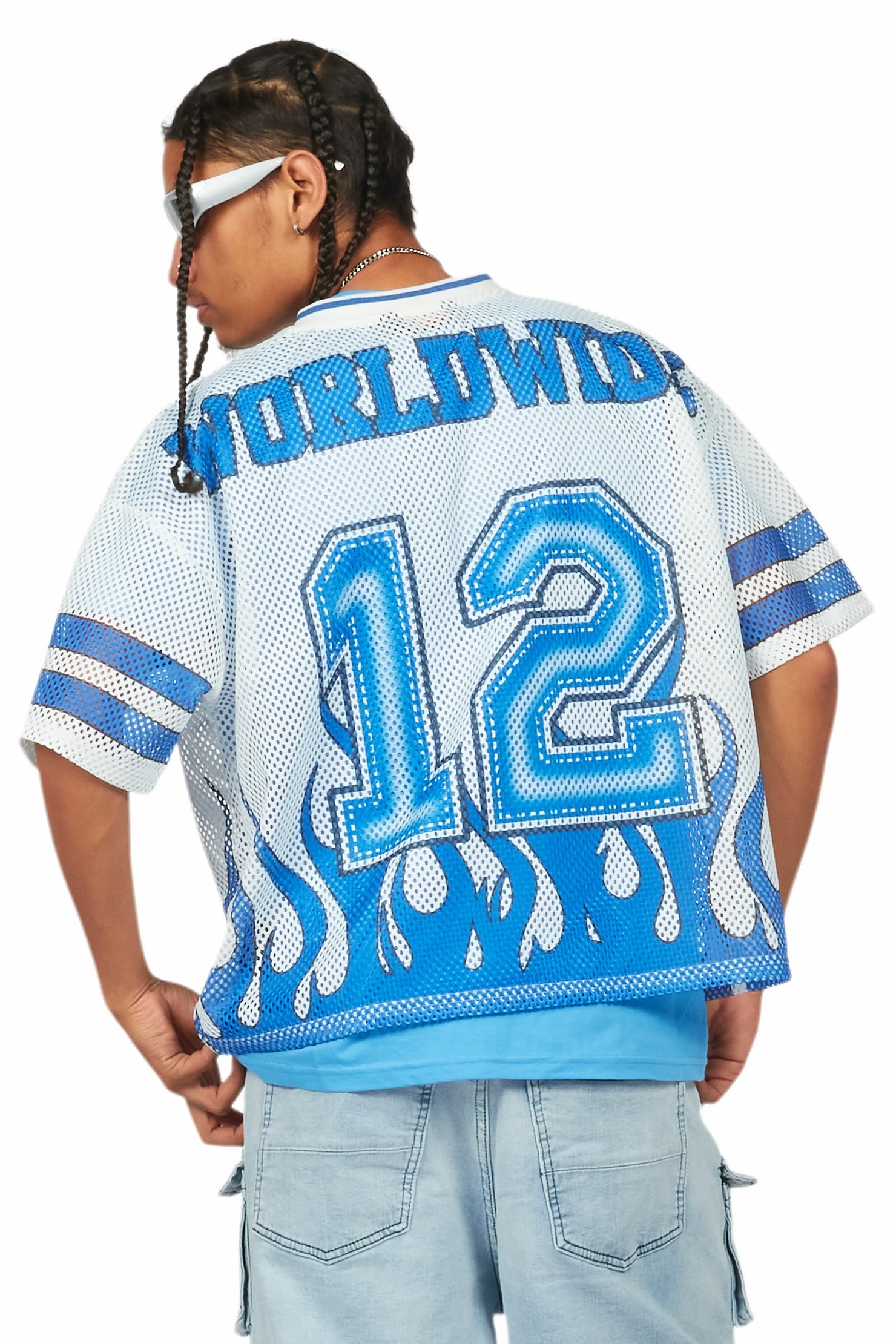 Lukas Royal Blue Oversize Graphic Mesh Jersey