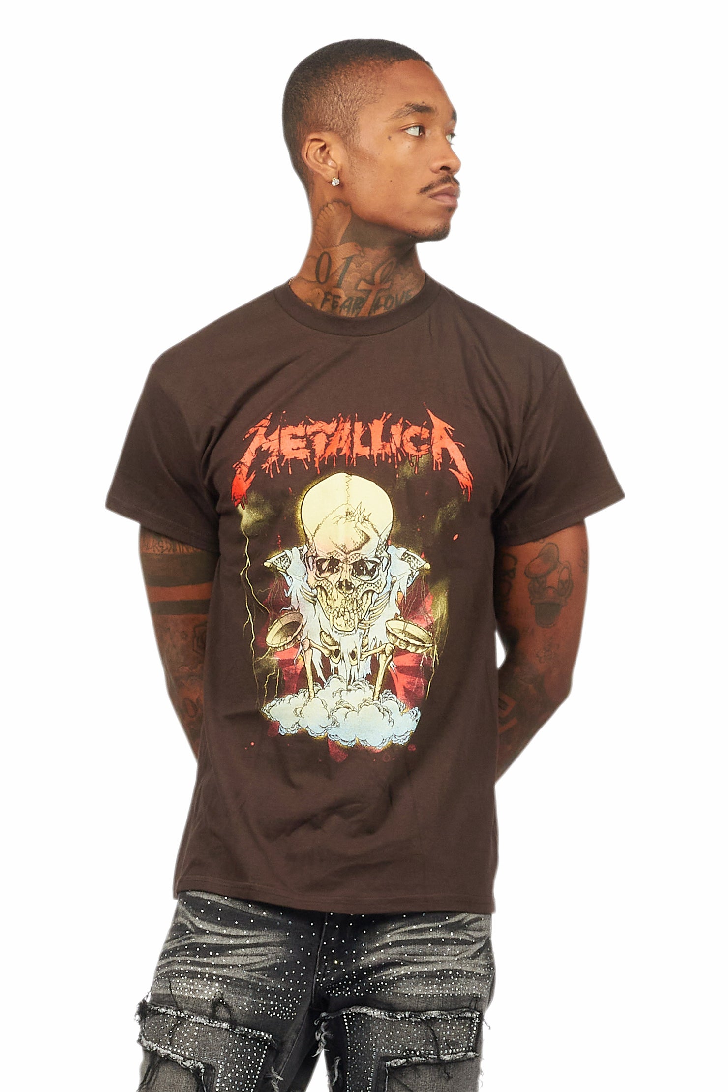 Metallica Skull Brown/Red Graphic T-Shirt
