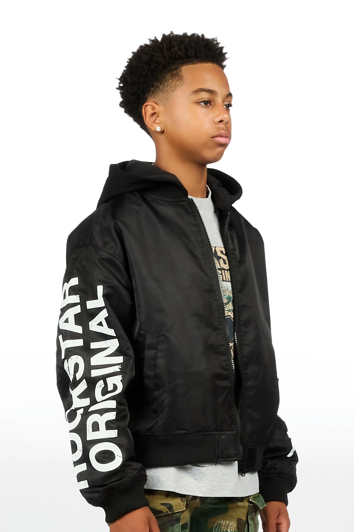 Boys Aldrin Black Bomber Jacket