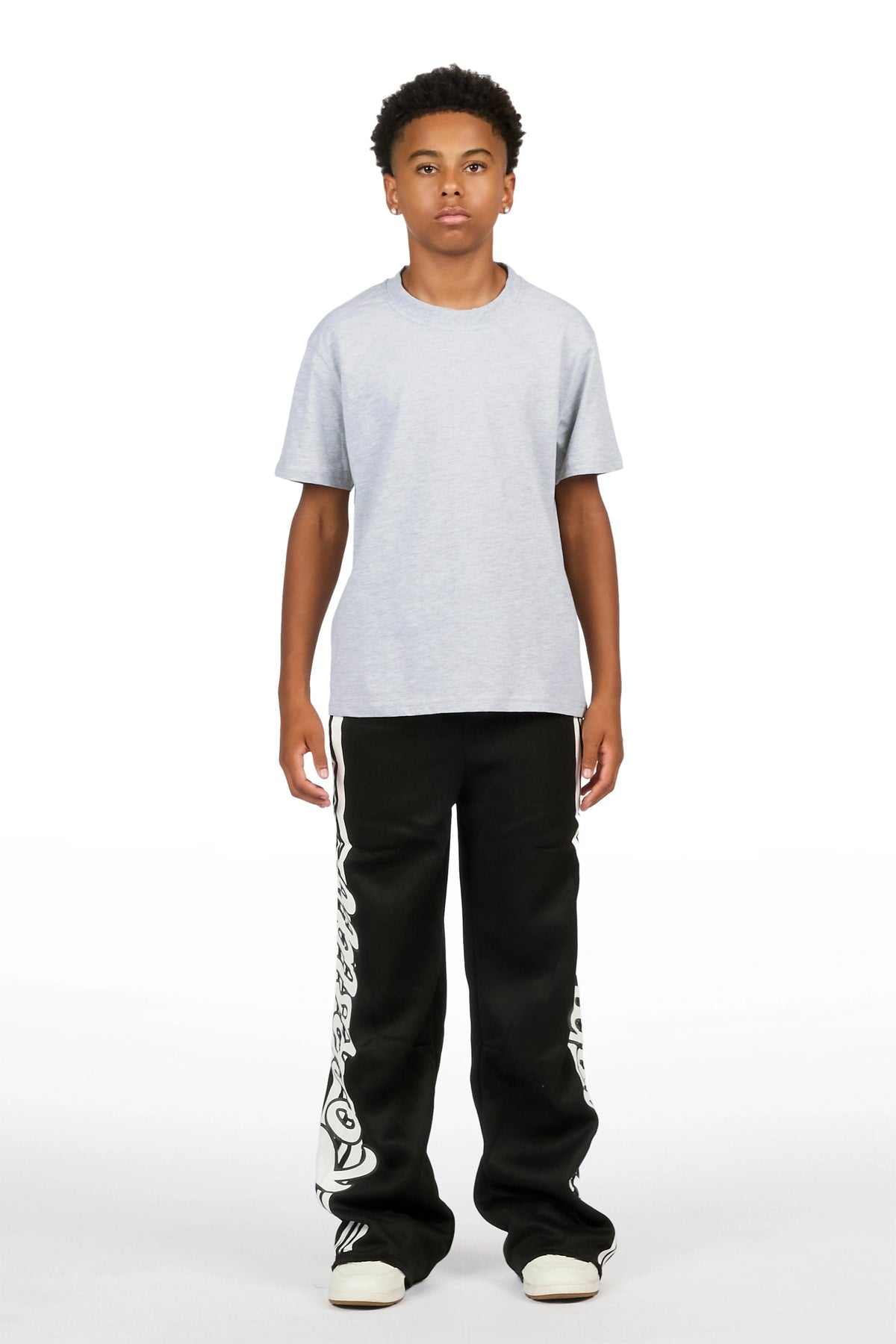 Boys Mozavi Black/White Baggy Track Pant