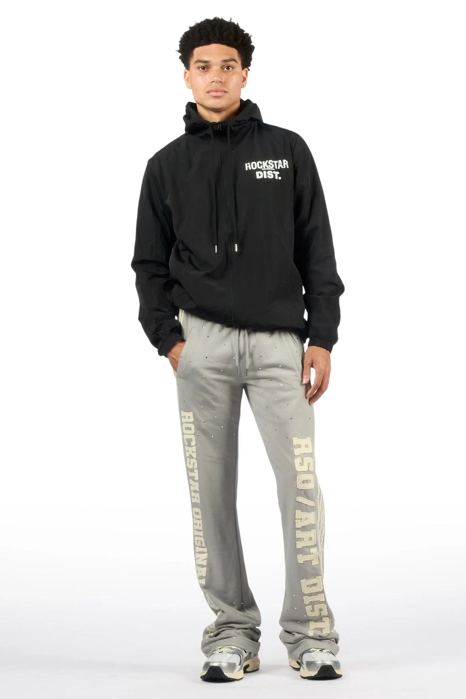 Yulian Grey Baggy Stacked Pant