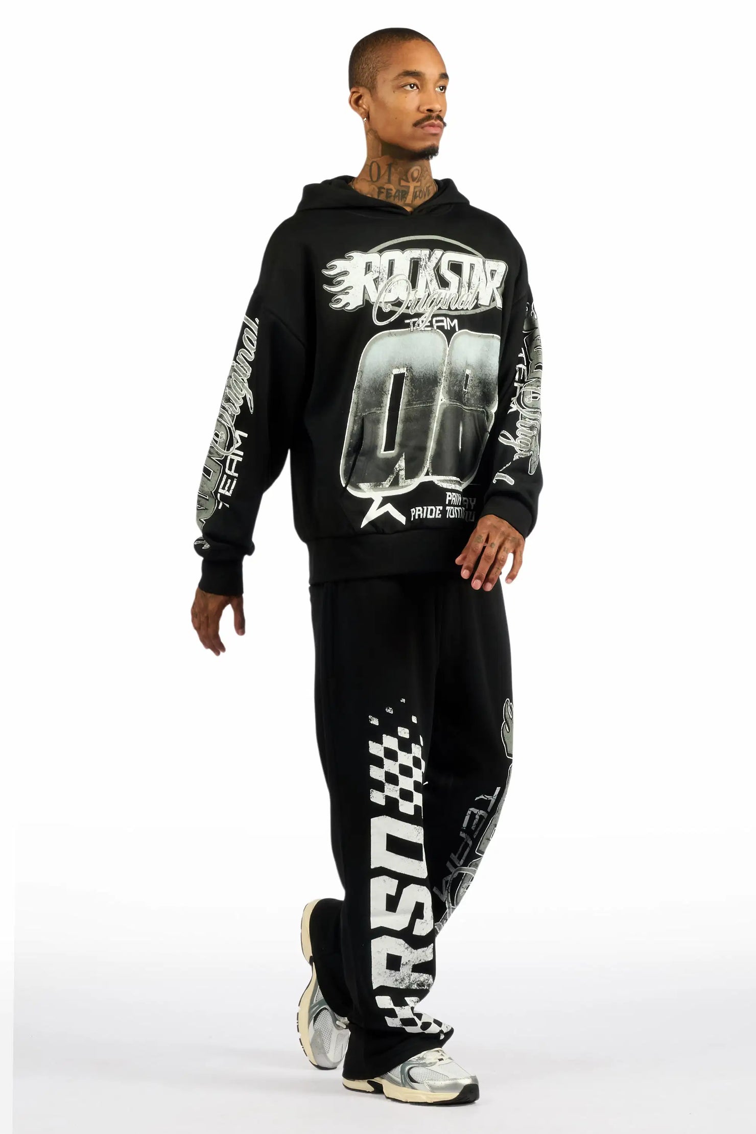 Flash Black Hoodie/Baggy Pant Track Set