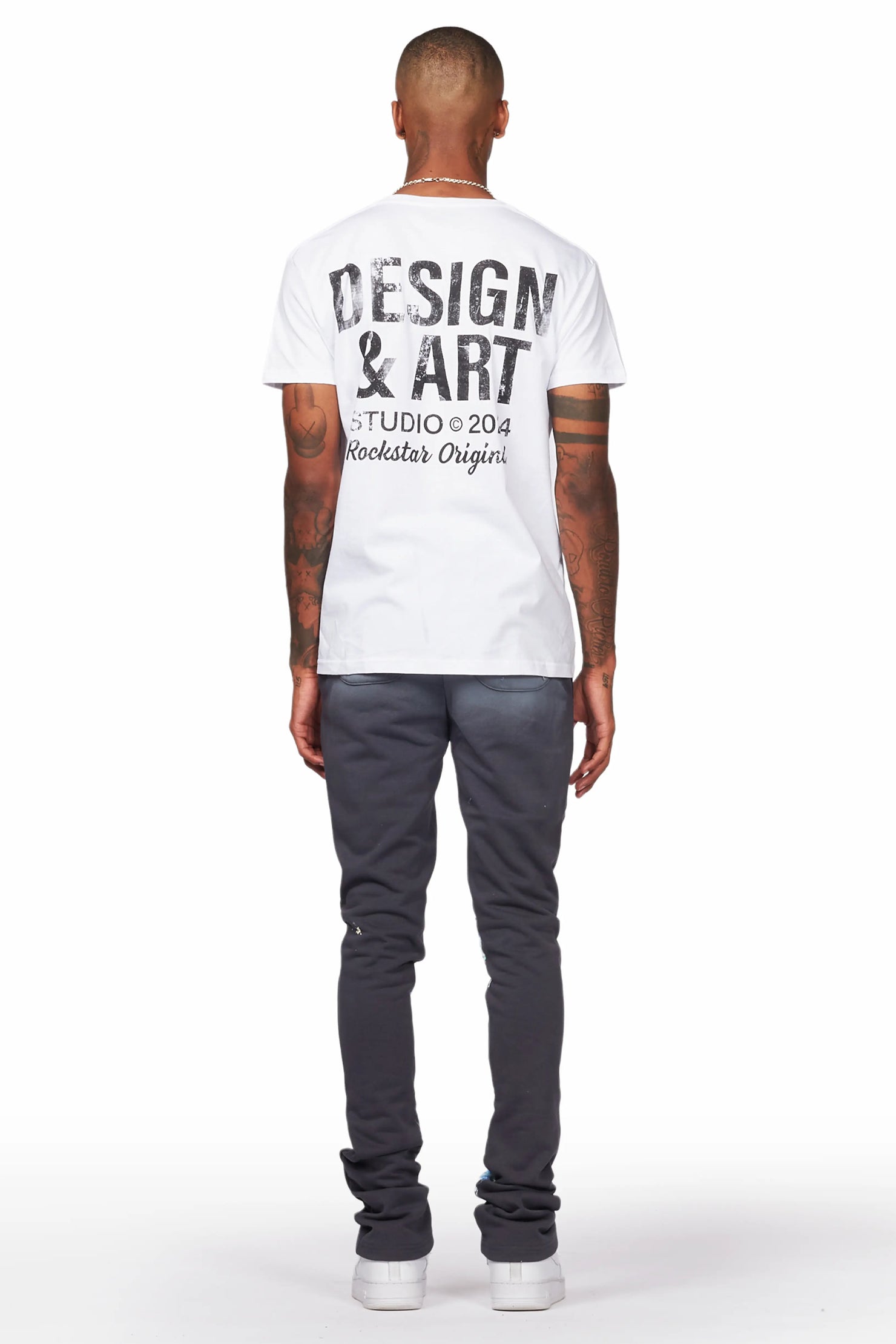 Paulo Charcoal Graphic Stacked Flare Pant