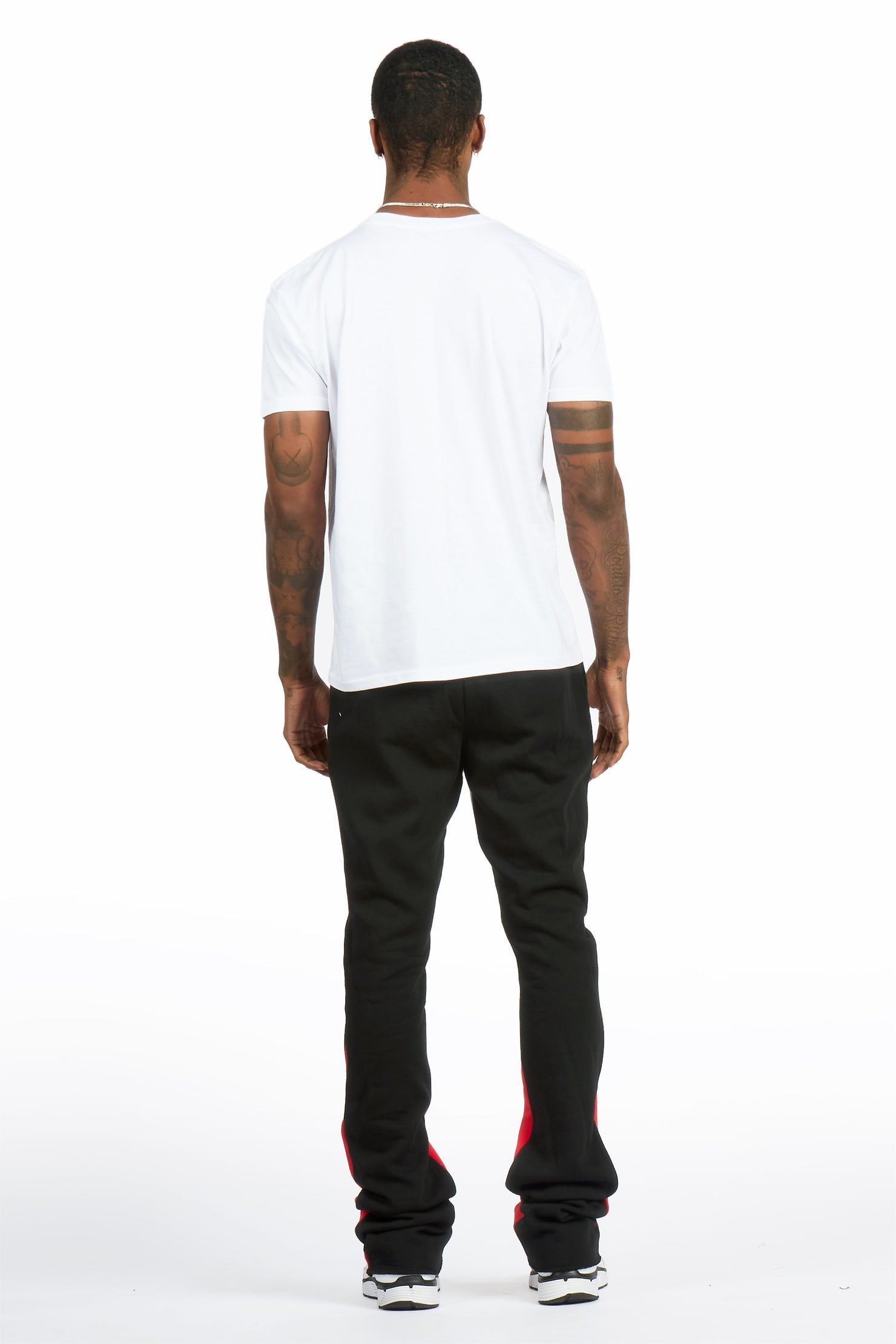 Bowman White/Black T-shirt/Stacked Flare Track Pant Set