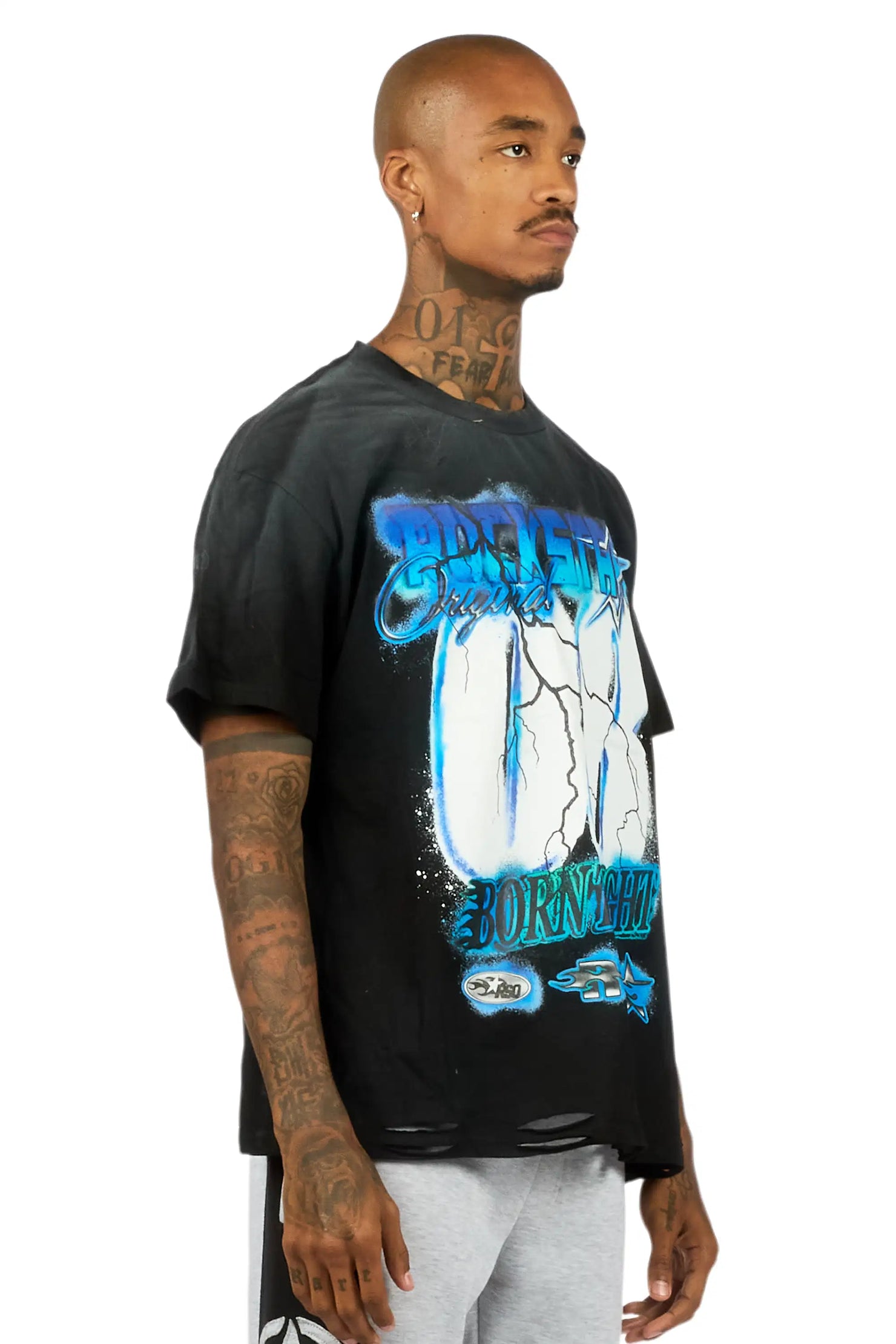 Vaelox Black Oversized Graphic T-Shirt