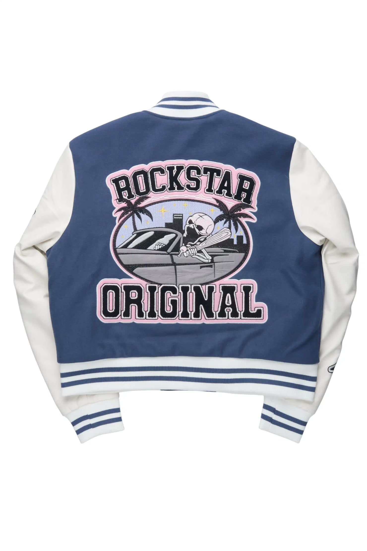 Jermika Navy Oversized Varsity Jacket