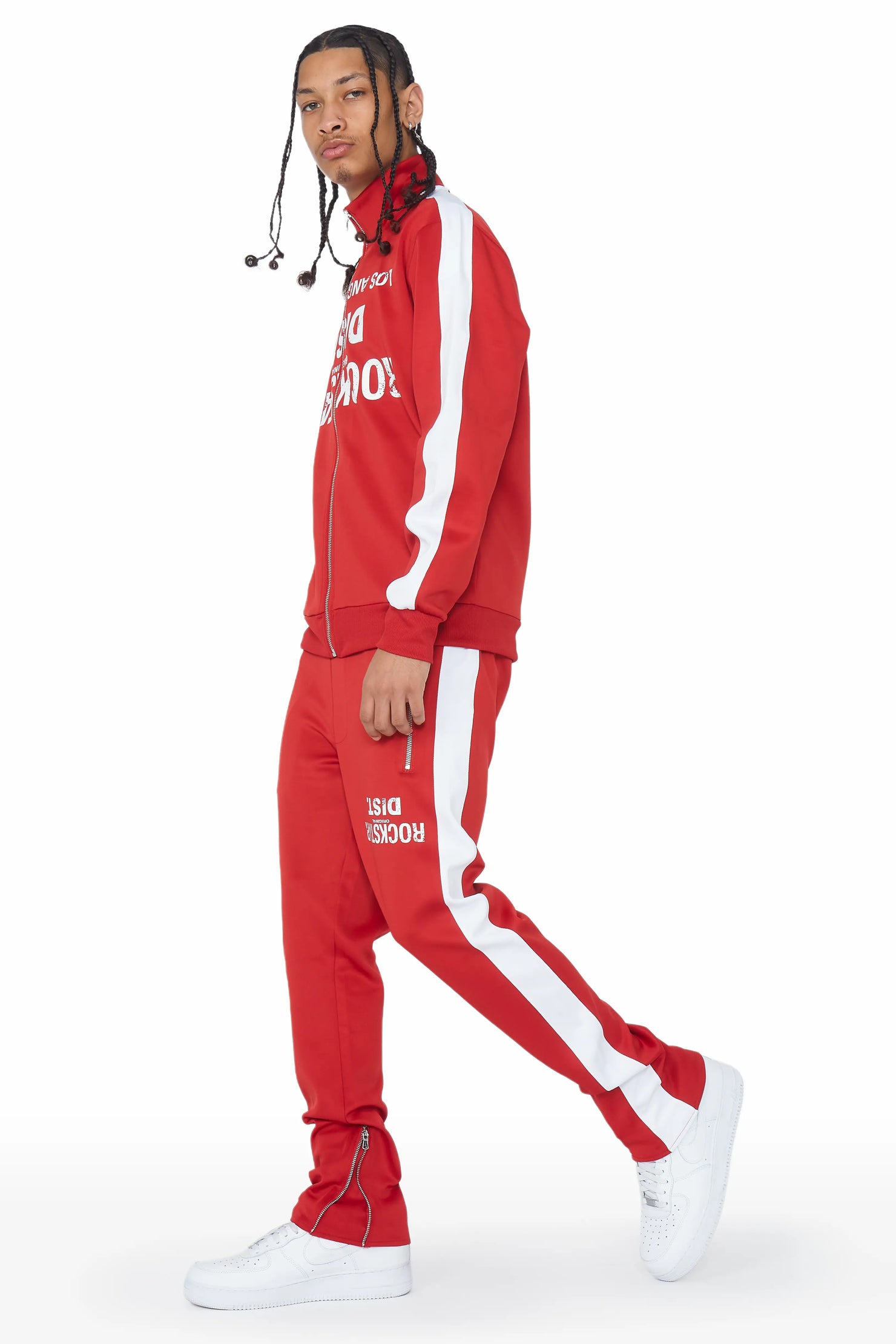 Dist. Town Red Tricot Slim Fit Track Set