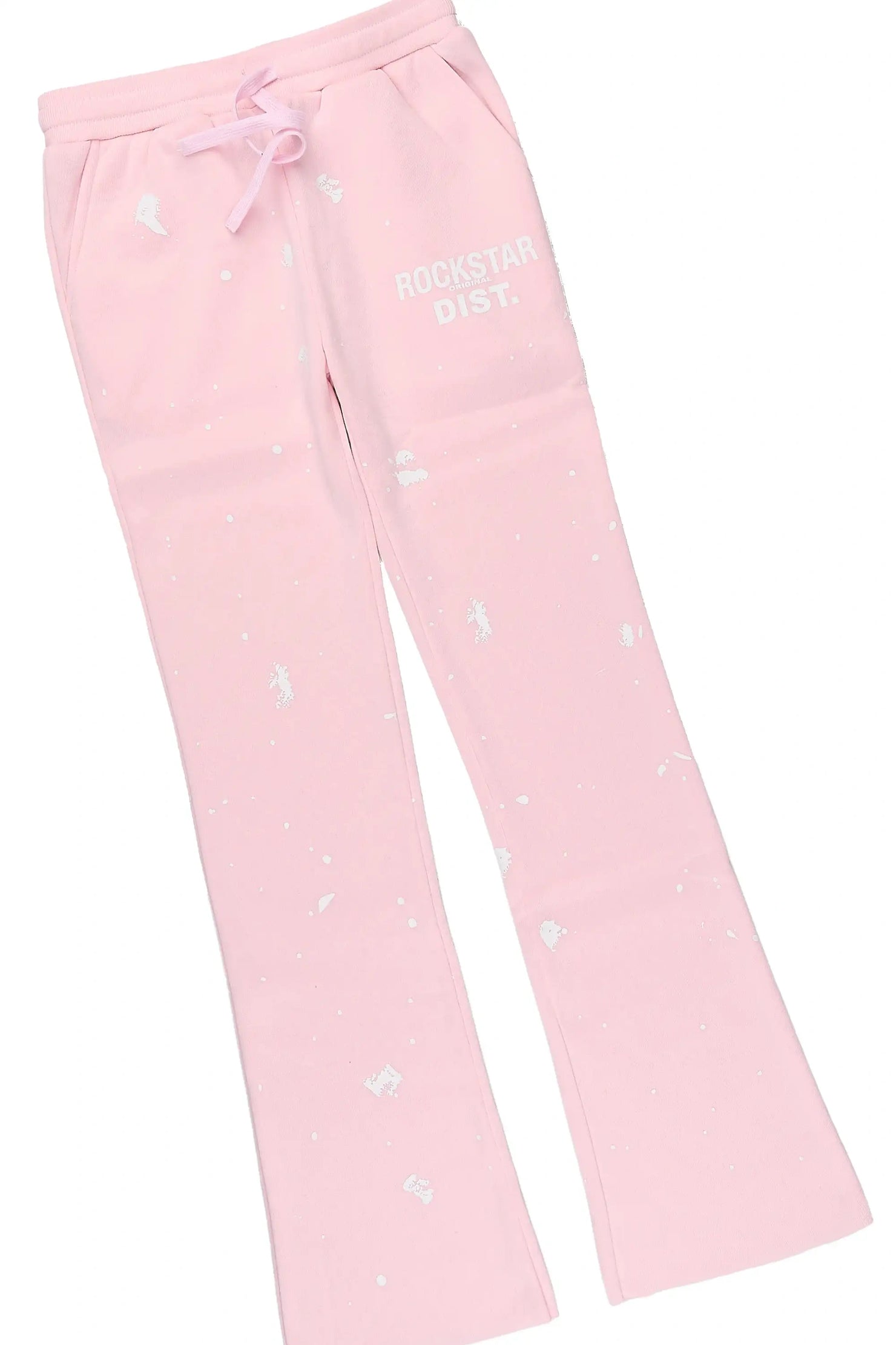Girls Hadley Light Pink/White Hoodie Stacked Flare Track Set