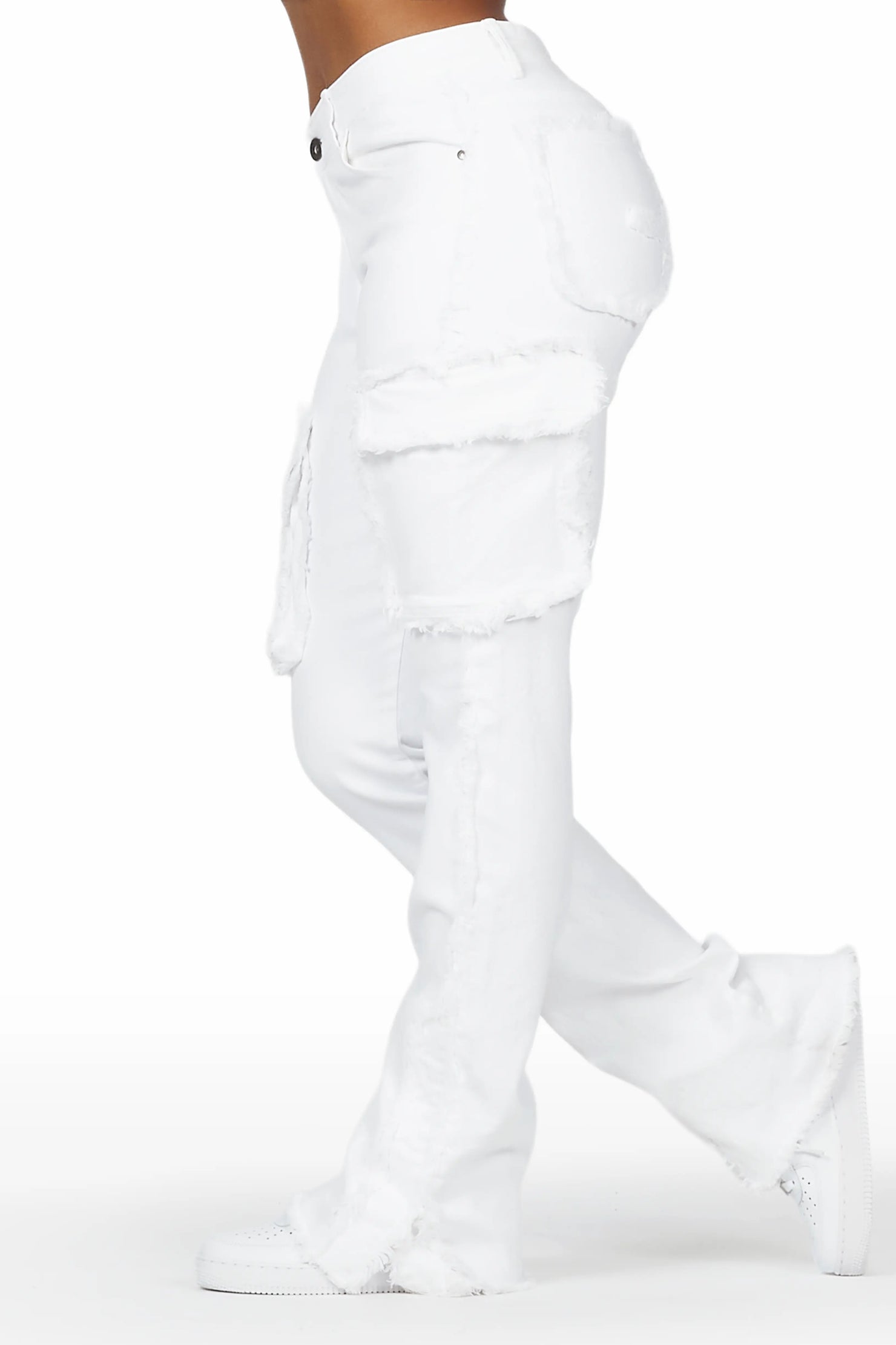 Kassidy White Stacked Flare Jean