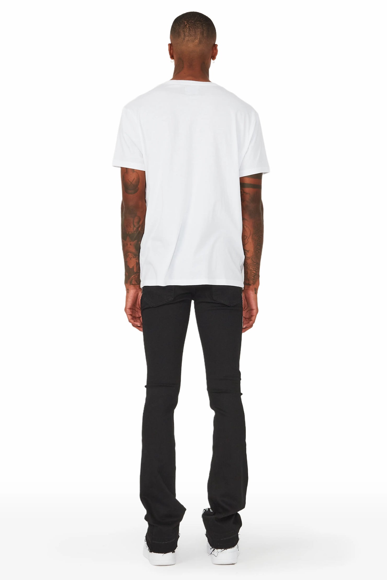 Cato Graphic Stacked Flare Jean-Black