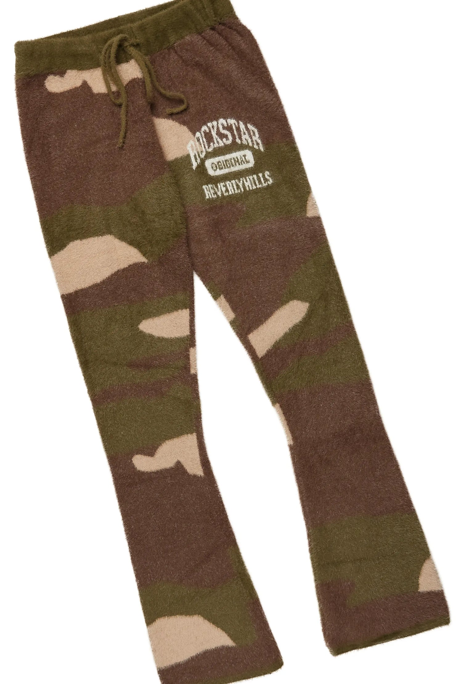 Member Green Camo Stacked Flare Knitted Mohair Track Set