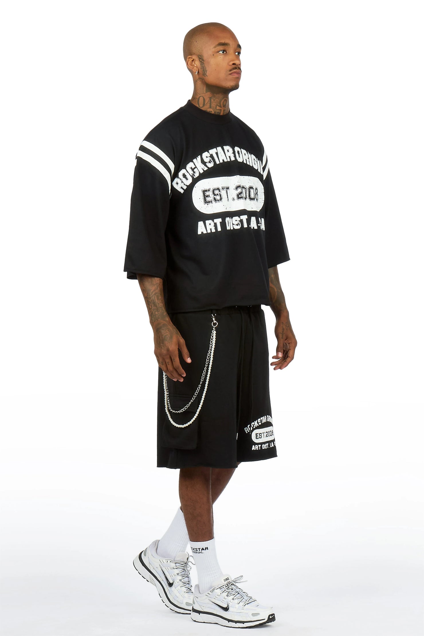 Alexander Black T-Shirt/ Double Waisted Short Set