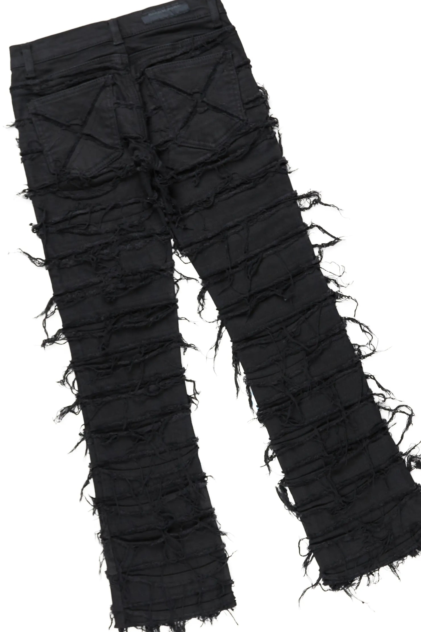 Girls Ava Black T-Shirt/Stacked Flare Jean Set