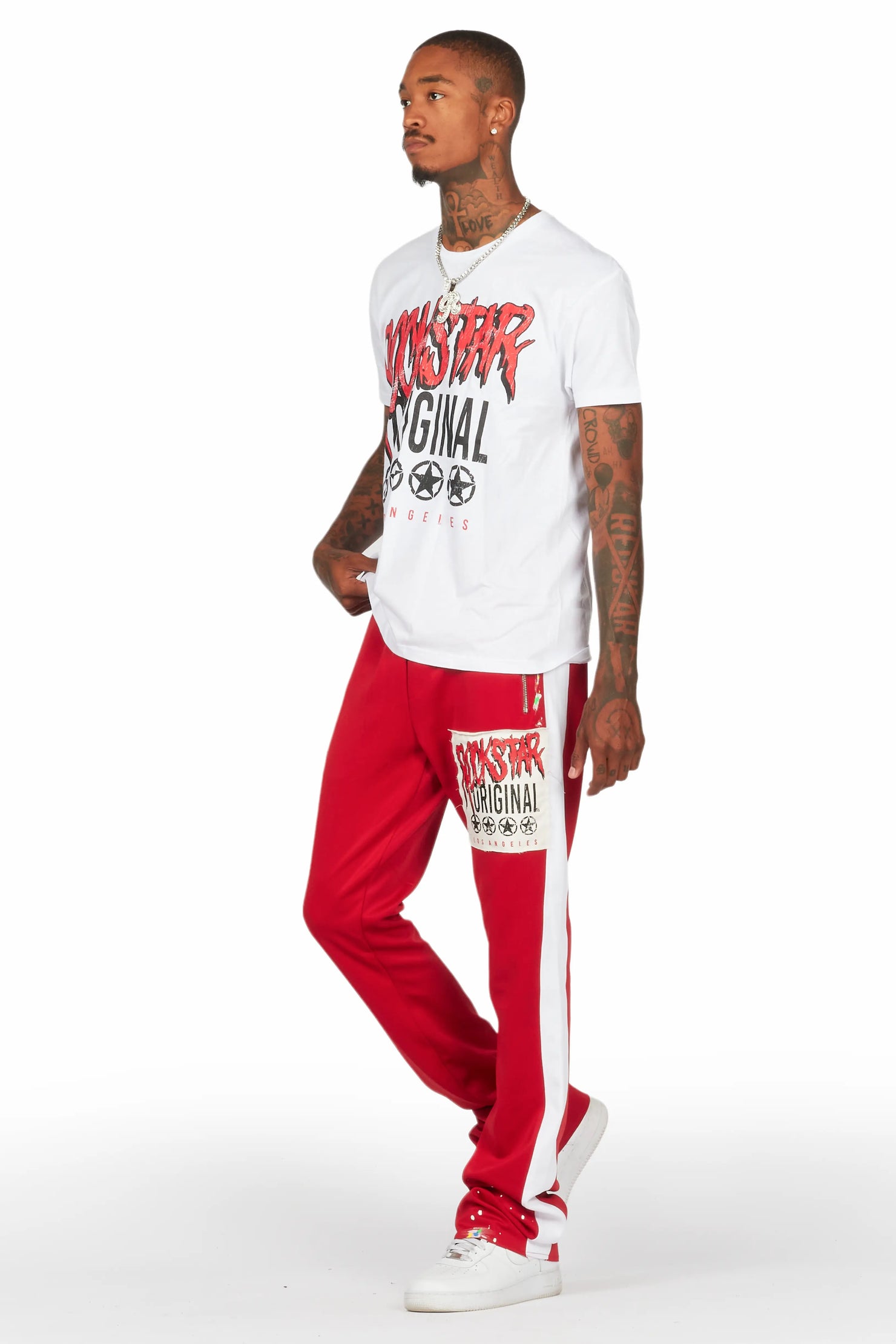 Wizzurd White/Red T-Shirt/Stacked Flare Track Set