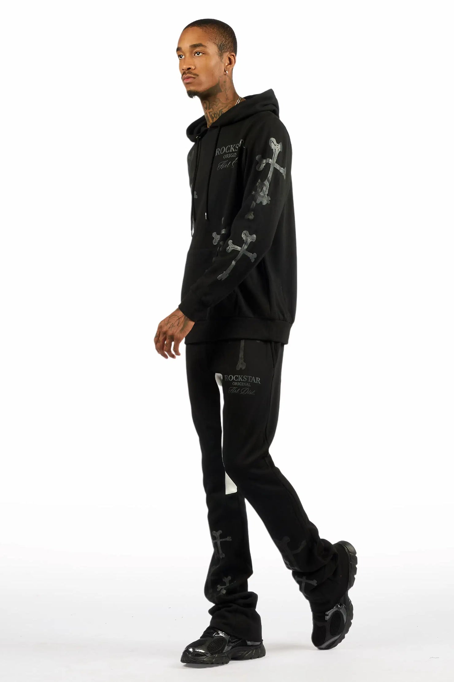 Olivier Black Hoodie/Stacked Flare Track Set