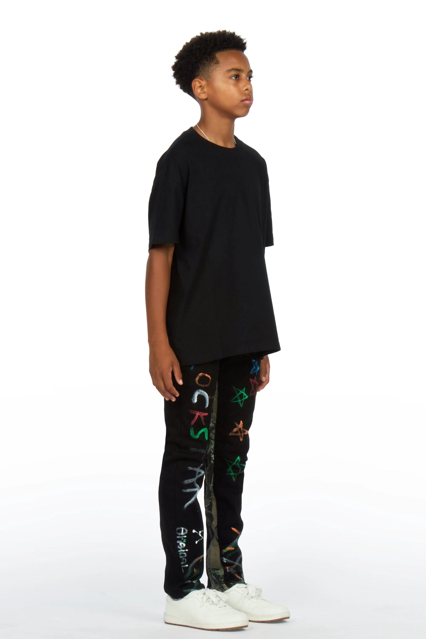 Boys Strass Black Painted Slim Jean