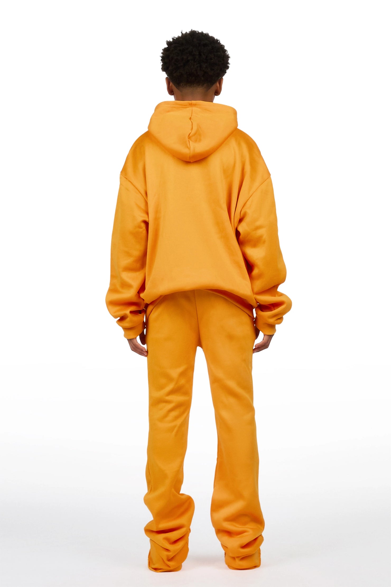 Boys Atramen Orange/Cream Stacked Hoodie Track Set