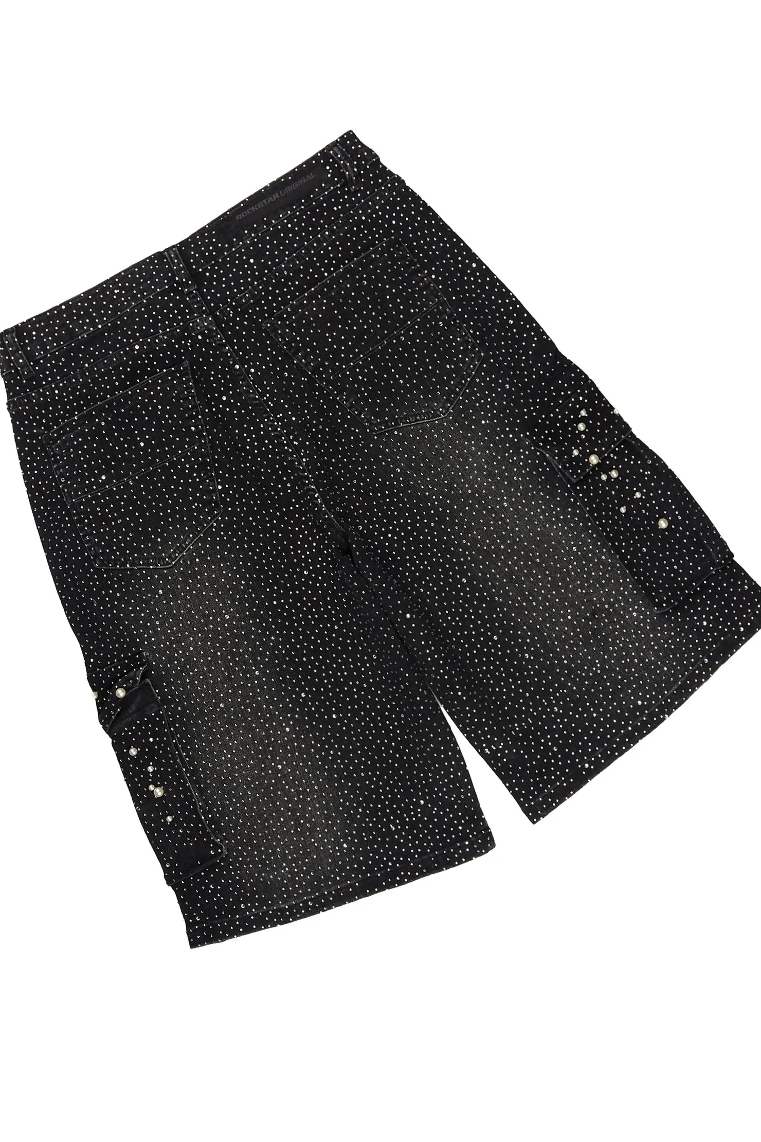Sevyn Black/Black Rhinestone T-Shirt Denim Short Set