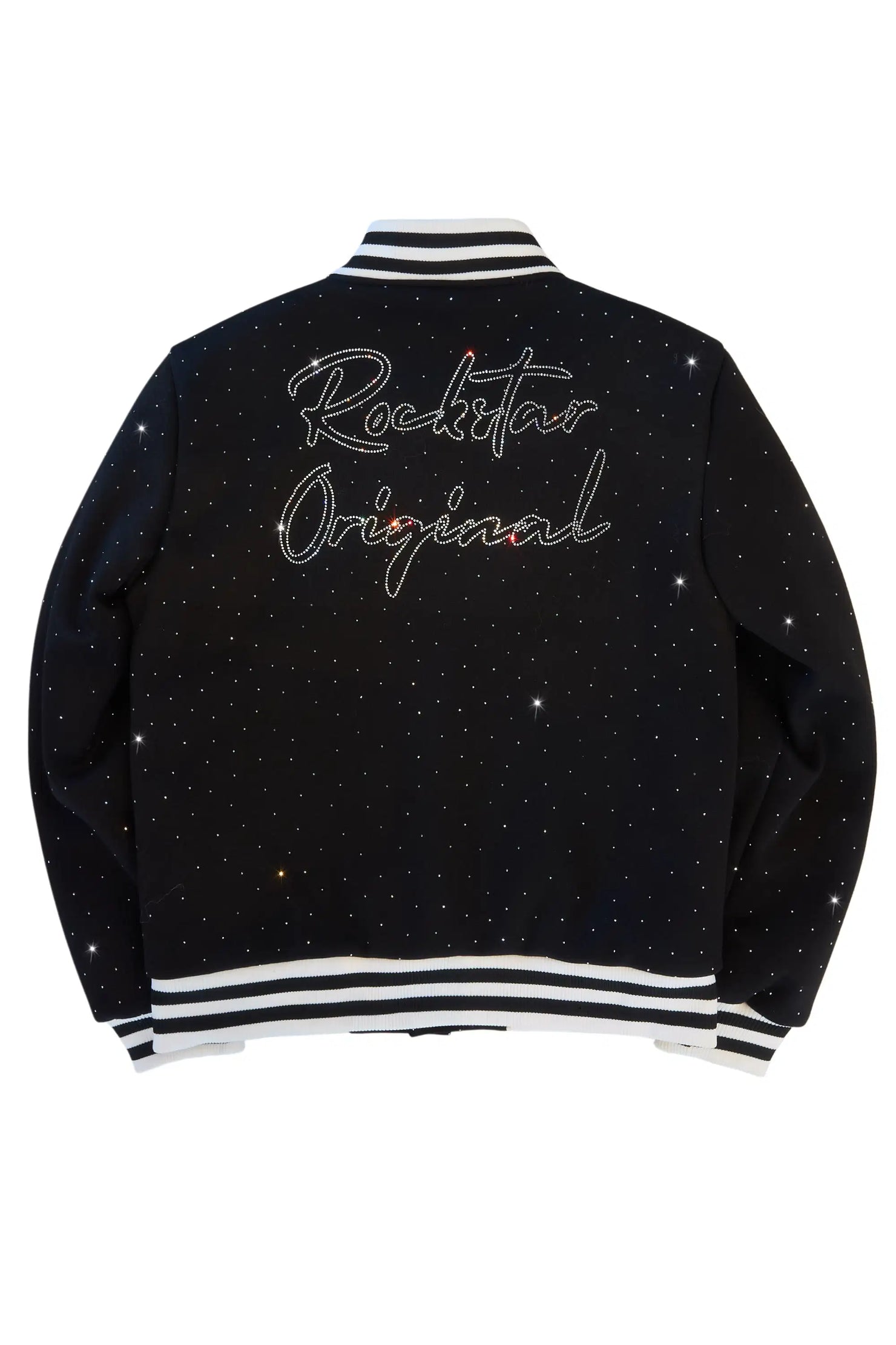 Alonza Black Rhinestone Varsity Jacket