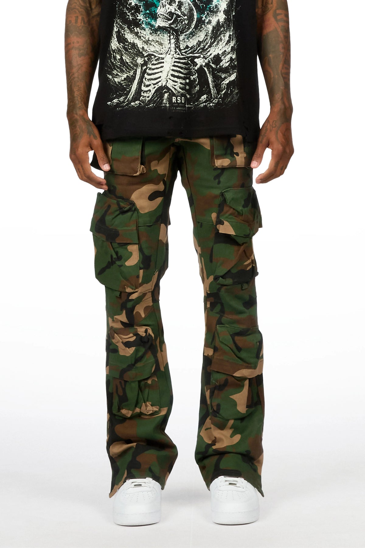 Shepard Camo Cargo Stacked Flare Jean