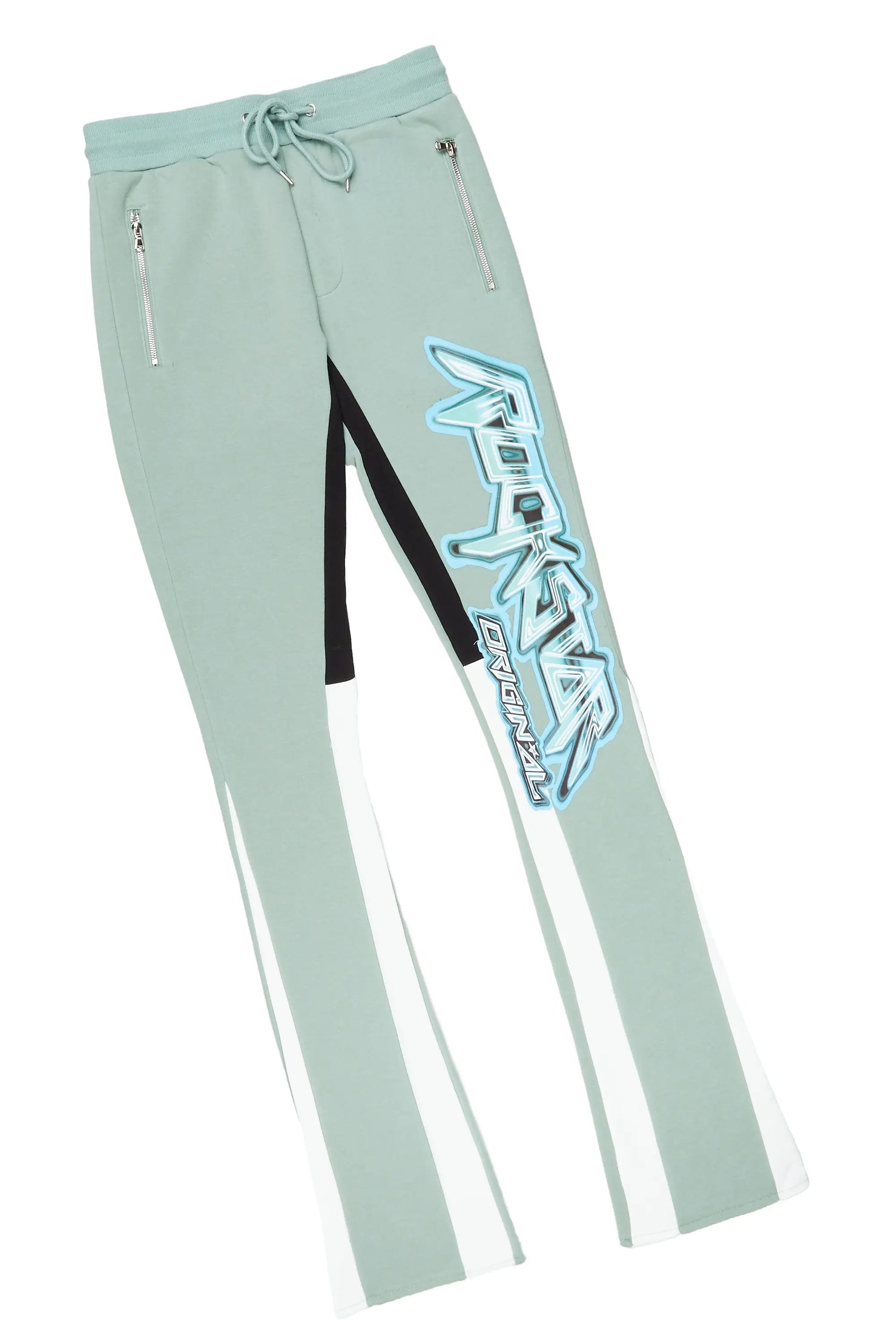 Obern Sage/White Graphic Hoodie/Stacked Flare Pant Track Set