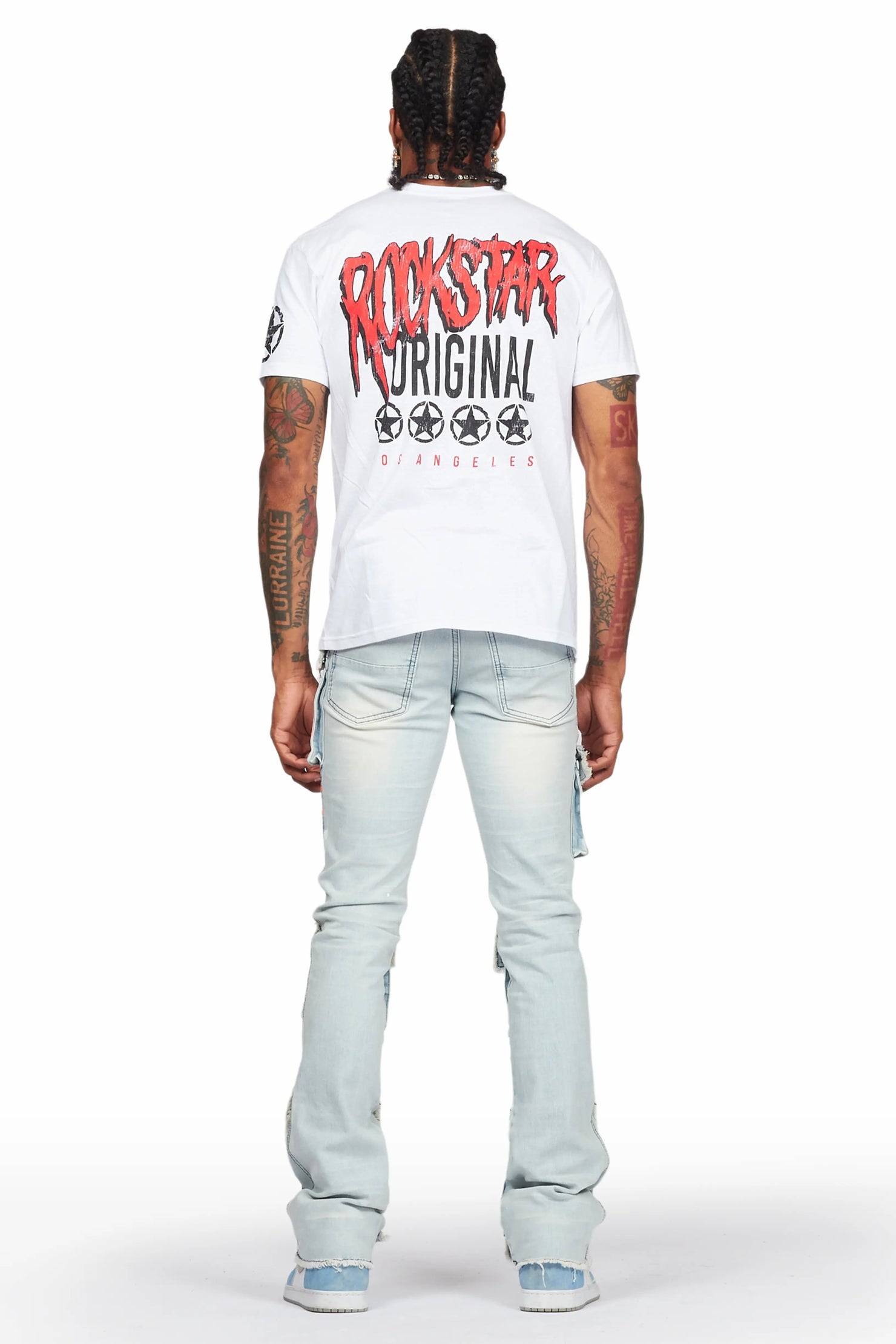 Yasu Blue Painter Stacked Flare Jean