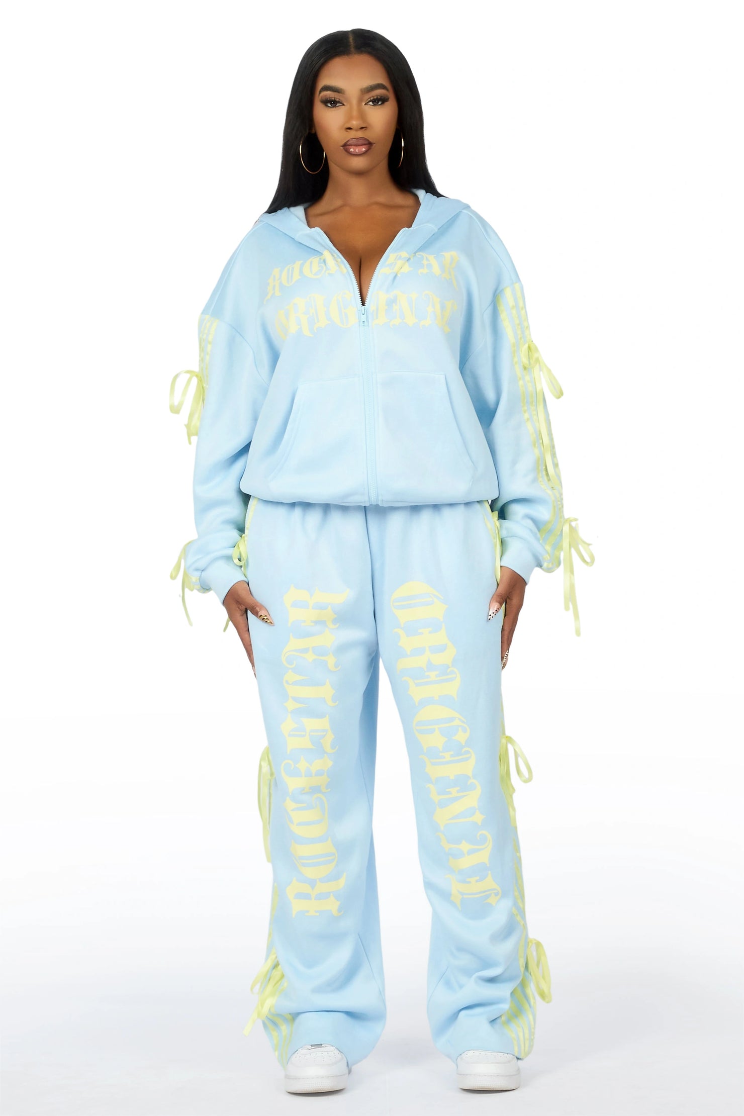 Kettisha Light Blue Lace Up Baggy Track Set