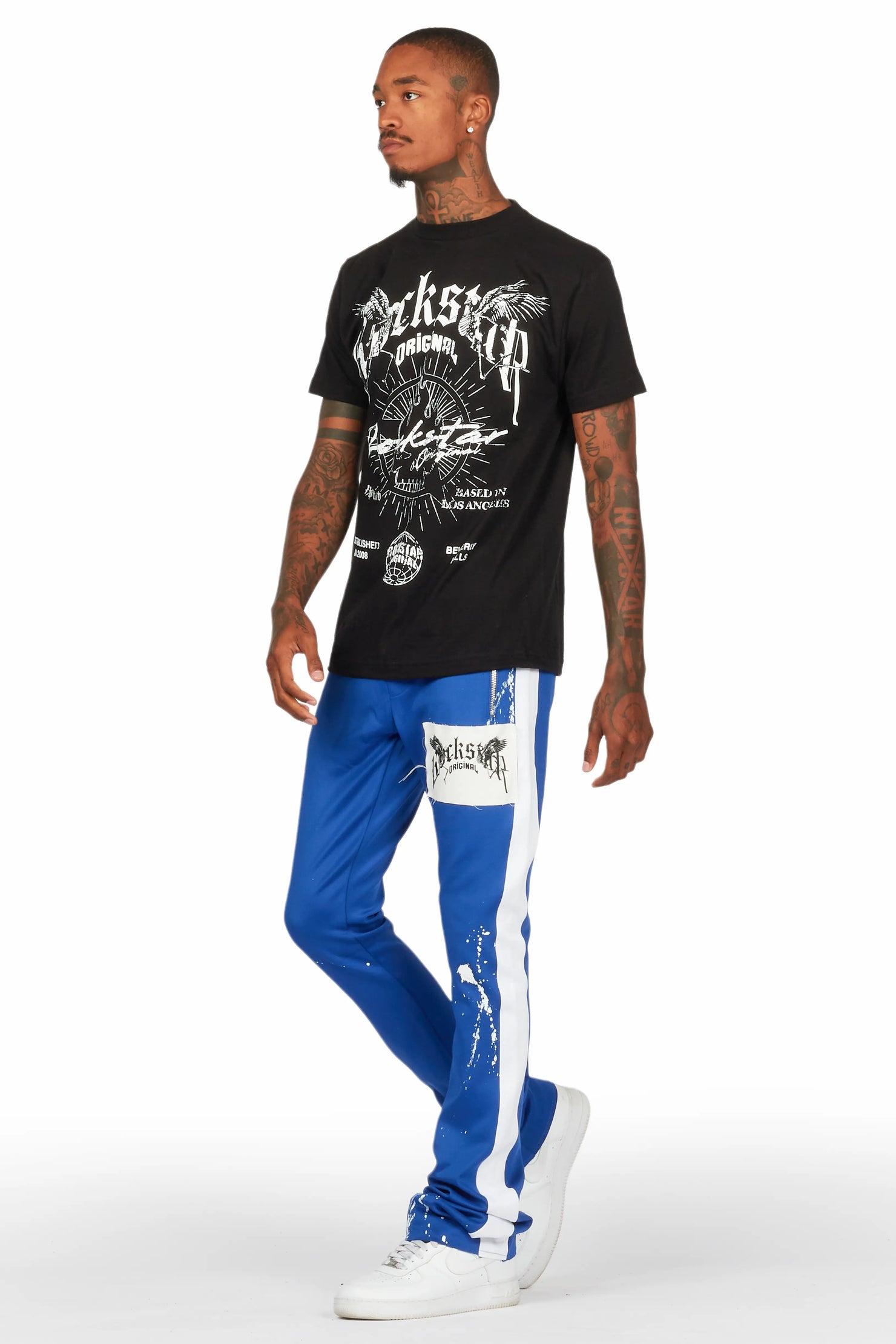 Tally Black/Royal T-Shirt/Stacked Flare Track Set