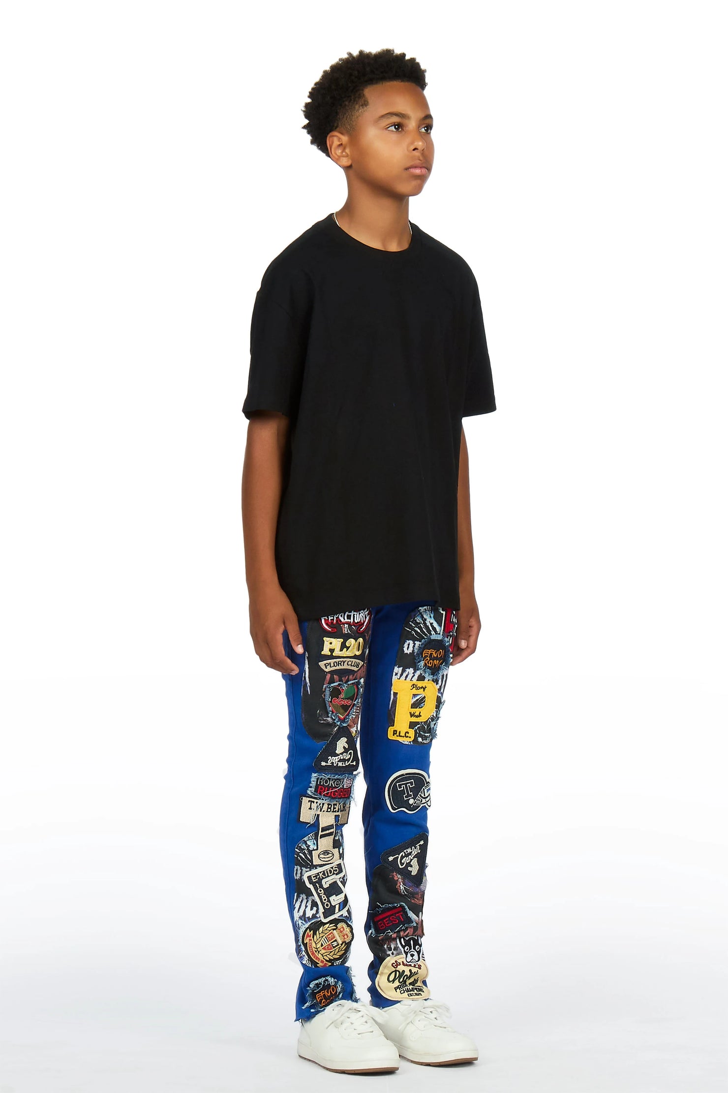Boys Espen Royal Blue Slim Patchwork Jean