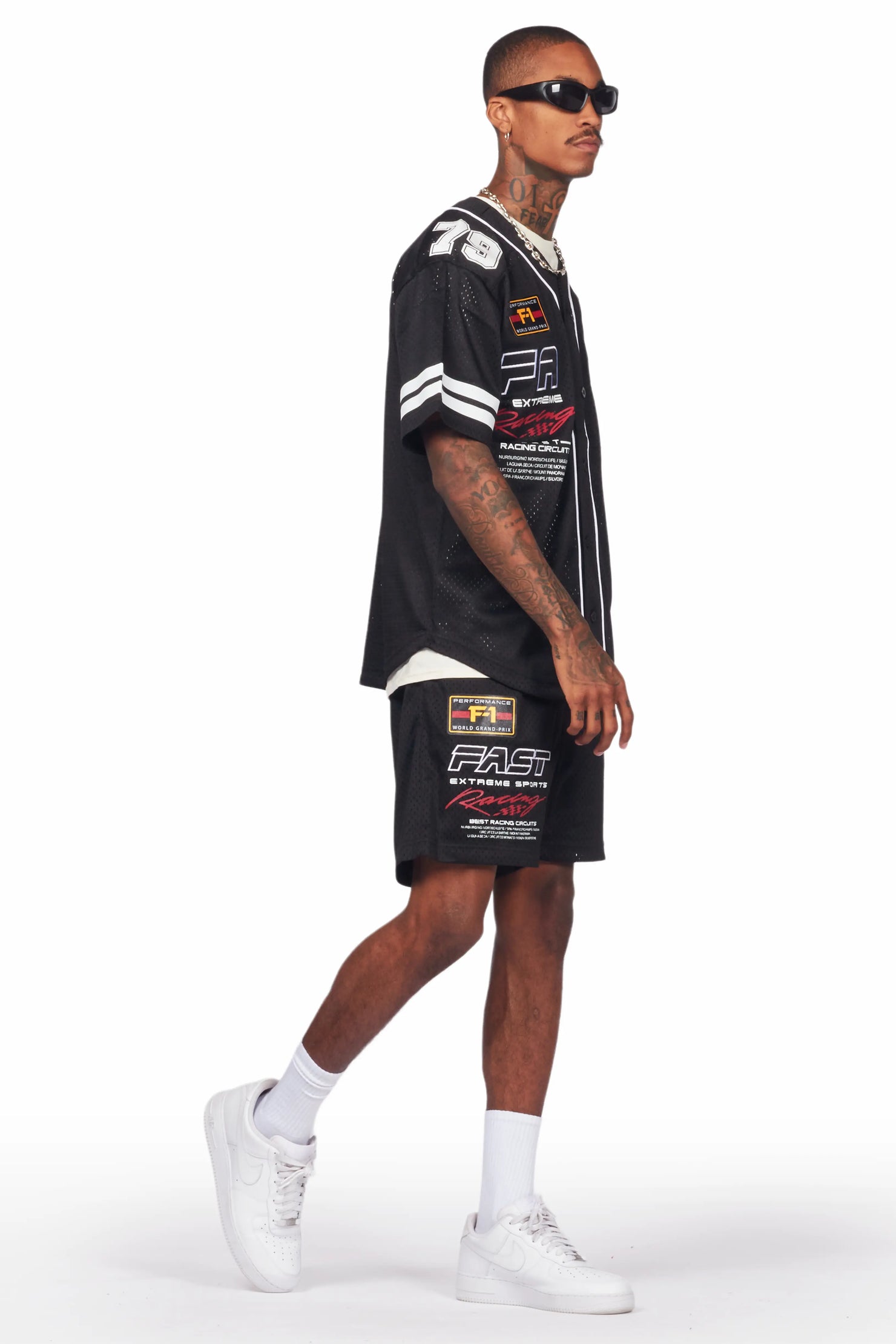 Takato Black Mesh Jersey Short Set