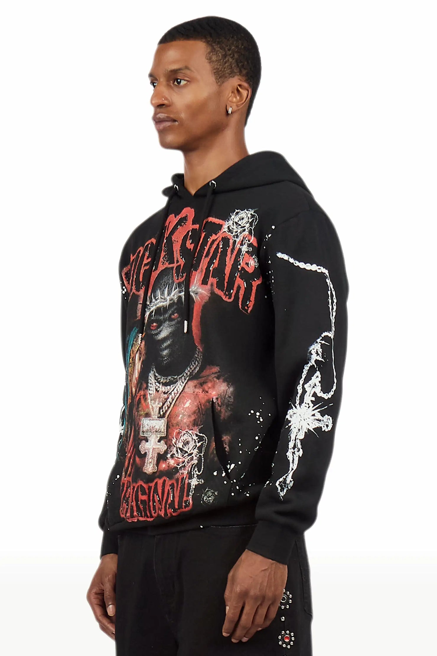 Vontae Black/Red Painted Hoodie