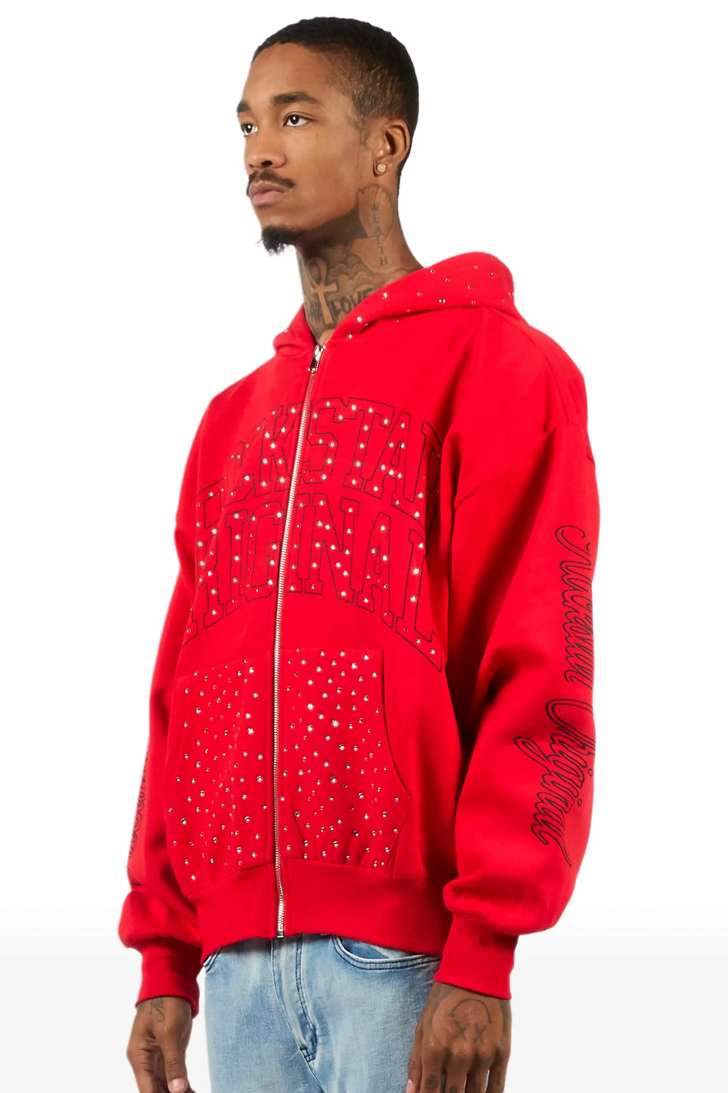 Dripped Red Rhinestone Hoodie