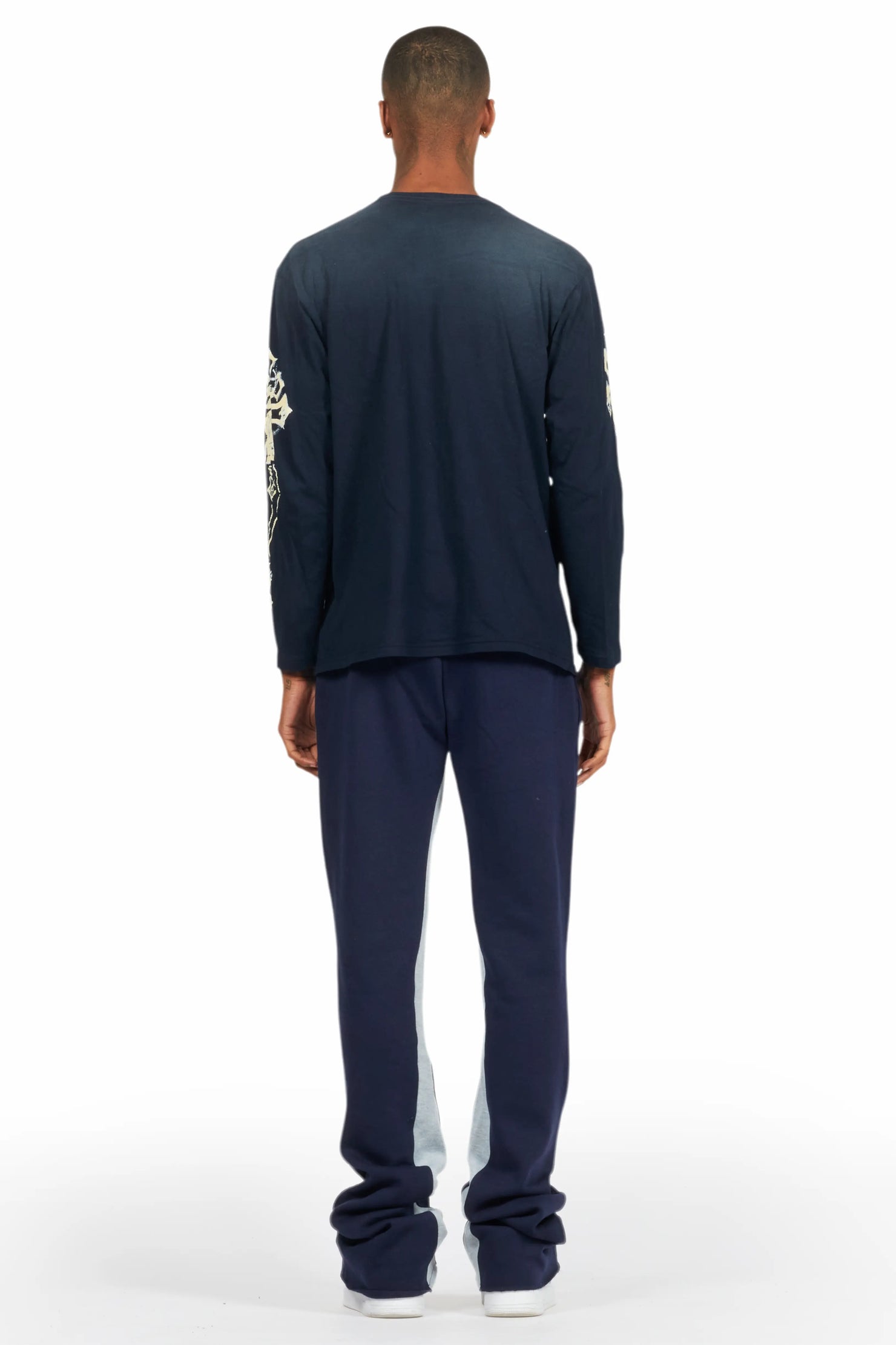 Uko Navy Stacked Baggy Track Pant