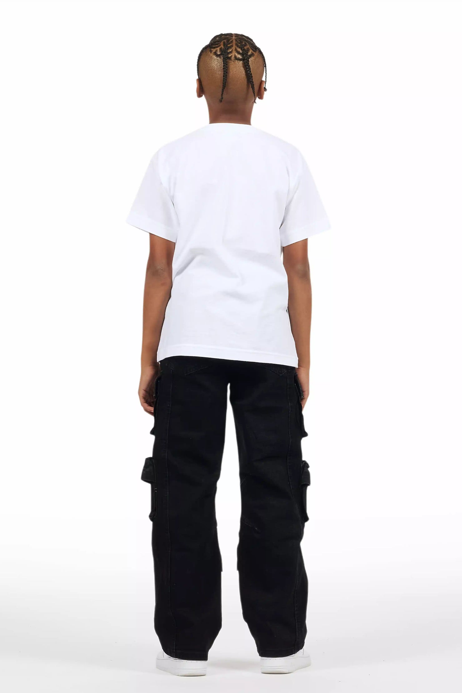 Boys Mahesh Black Baggy Cargo Jean