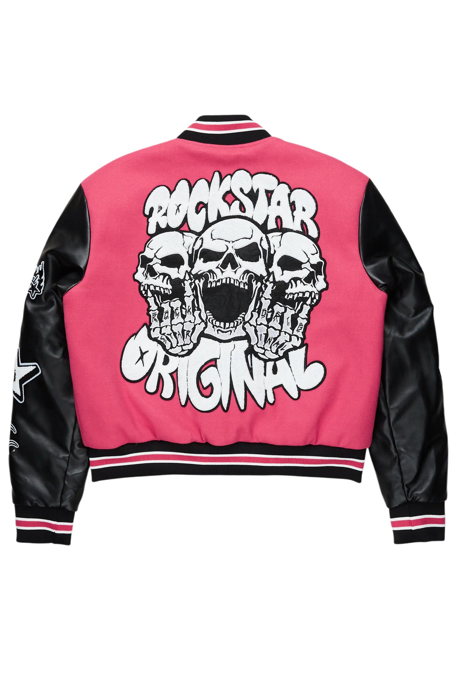 Sharray Fuchsia Oversized Varsity Jacket